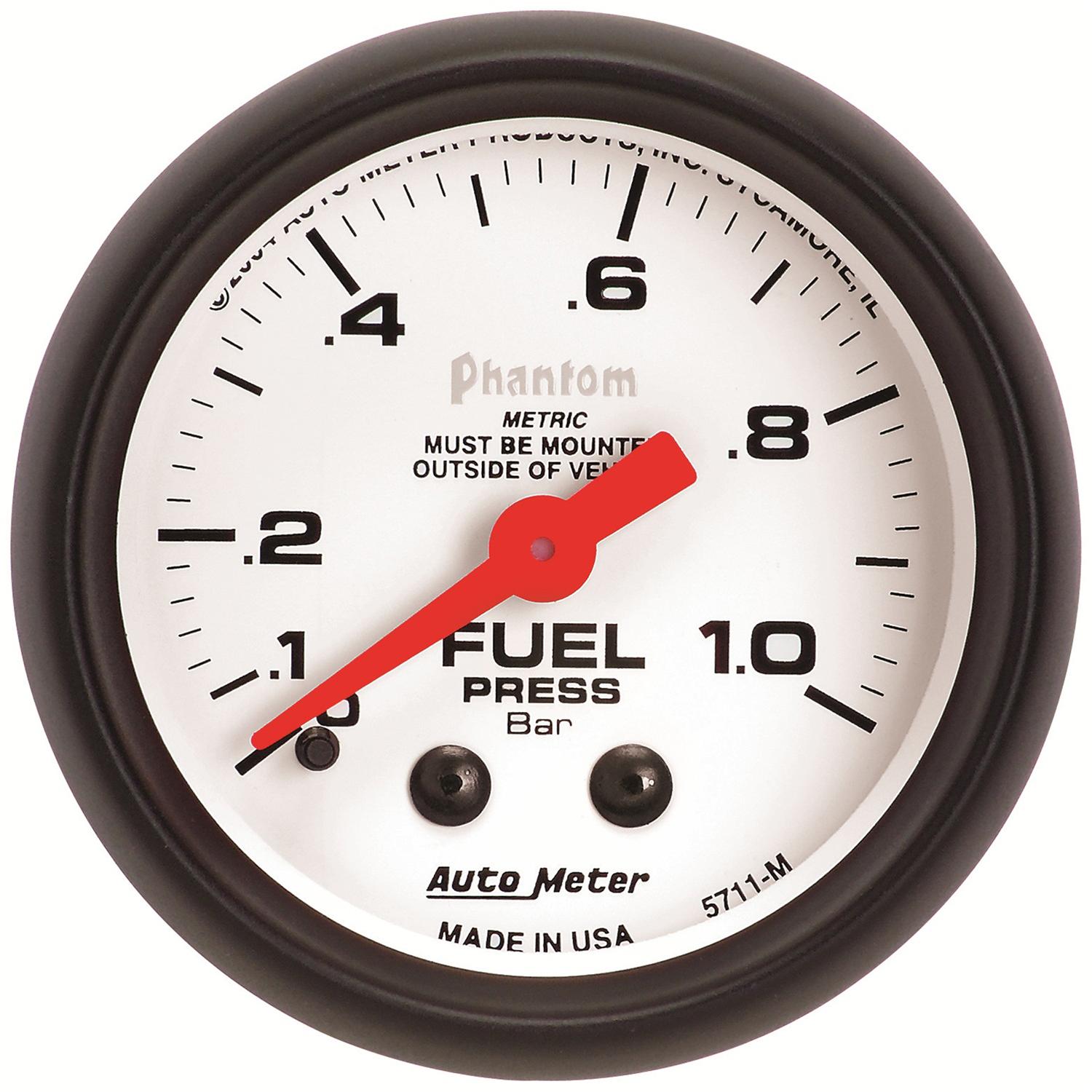 Auto Meter 2-1/16" FUEL PRESSURE, 0-1.0 BAR, PHANTOM - 5711-M