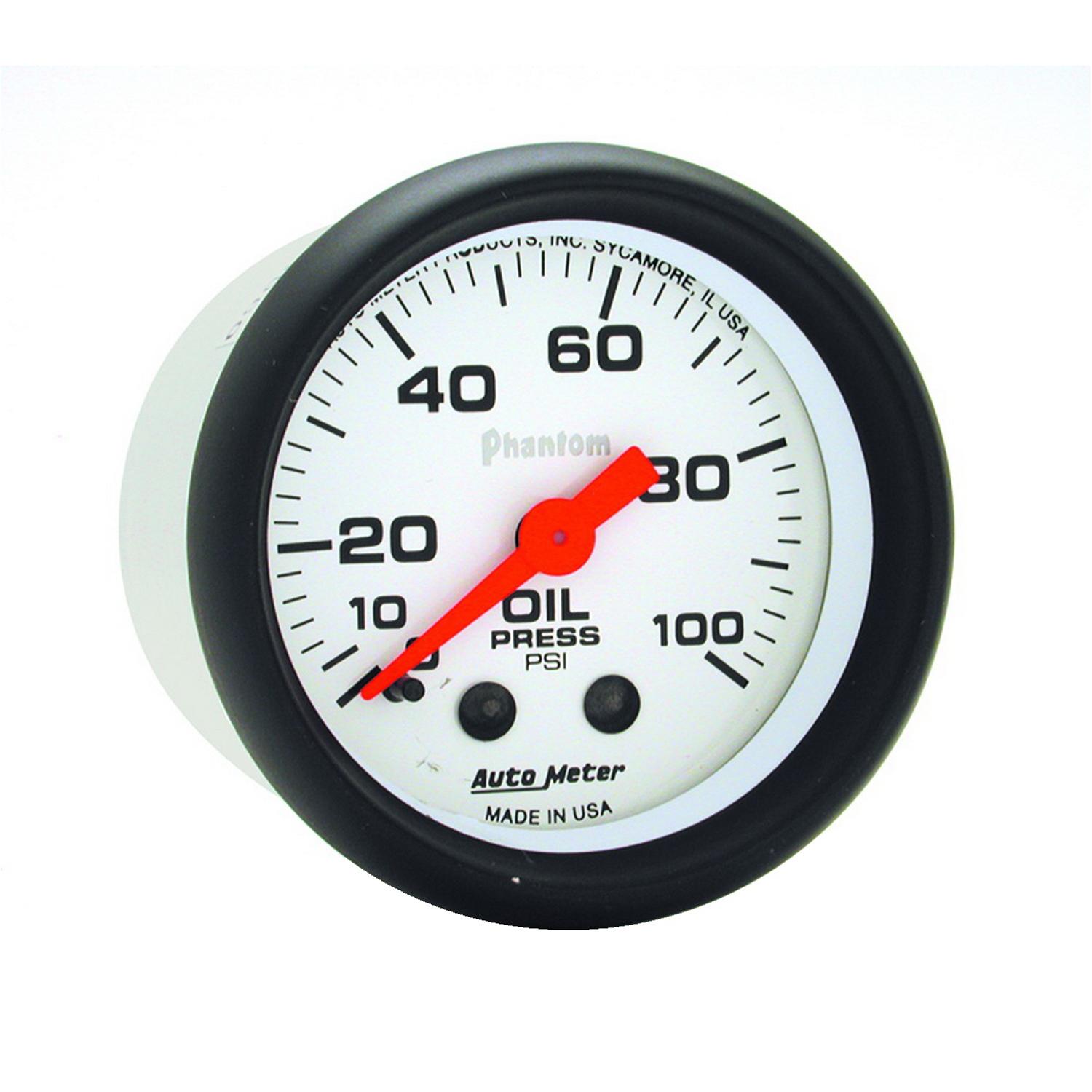 Autometer Phantom Series 2 1/16" 0-100 PSI Oil Pressure Gauge