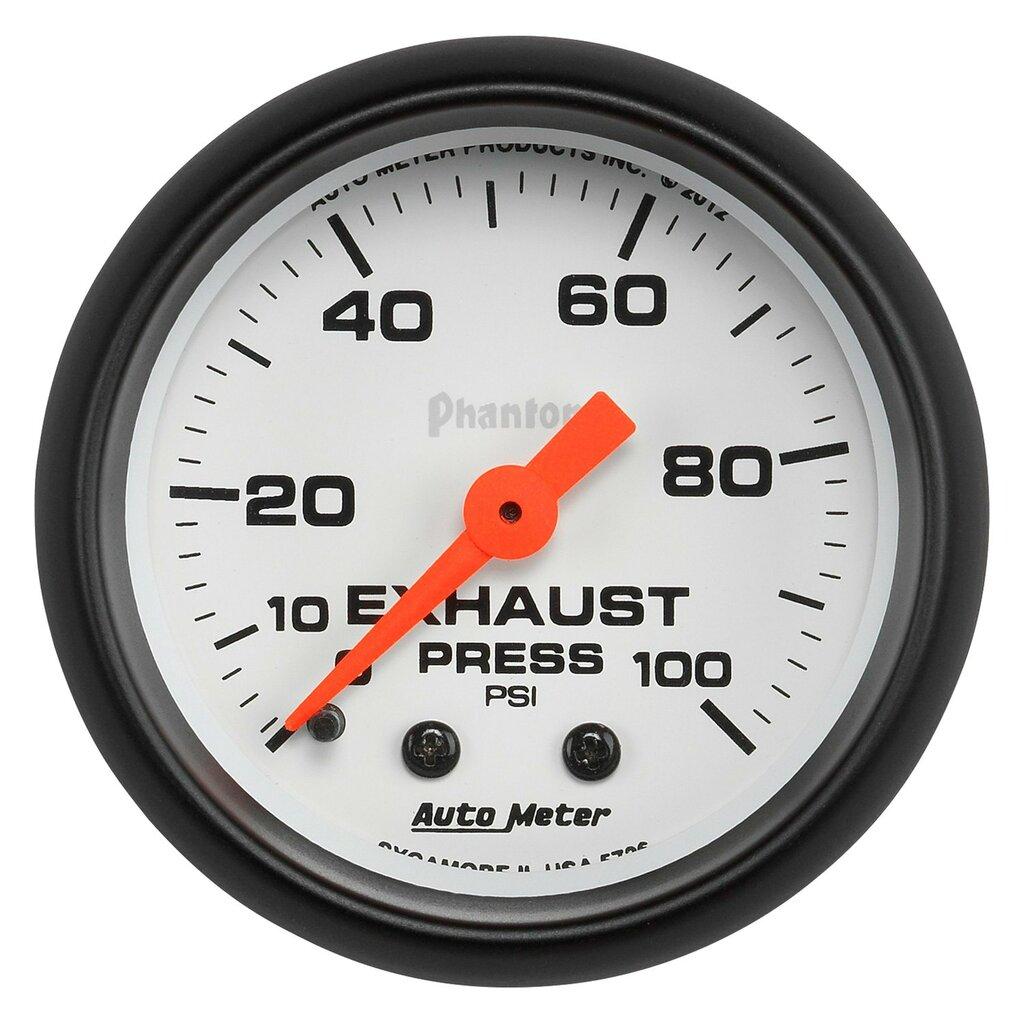 Auto Meter 2-1/16" EXHAUST PRESSURE, 0-100 PSI, PHANTOM - 5726
