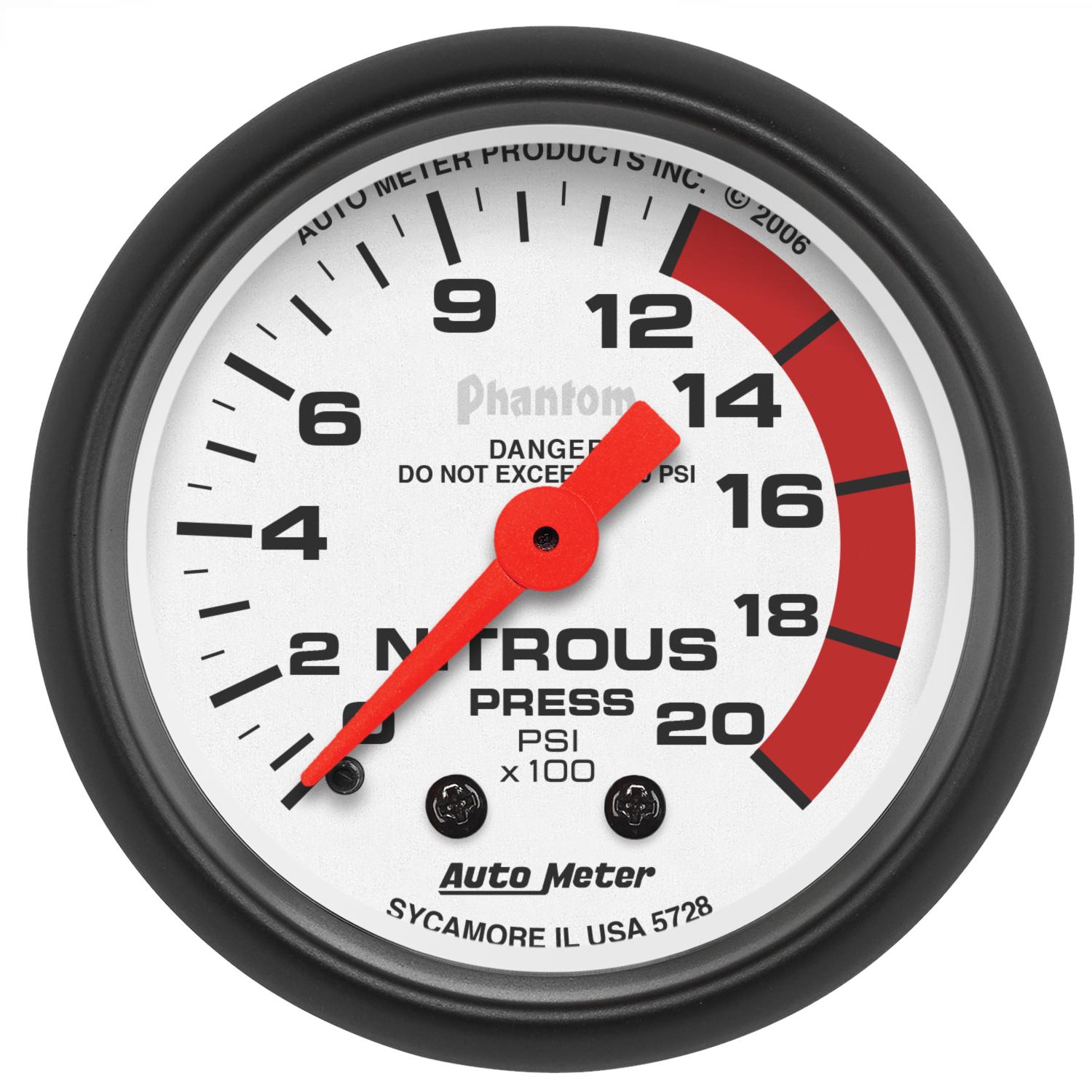 Auto Meter 2-1/16" NITROUS PRESSURE, 0-2000 PSI, PHANTOM - 5728