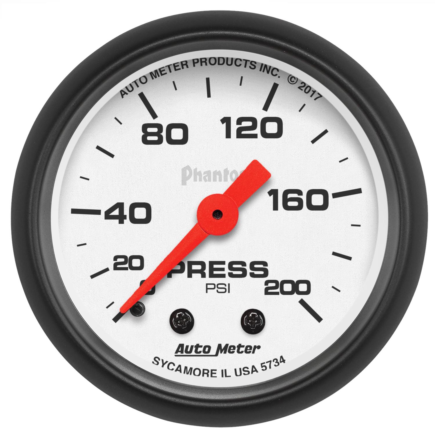 Auto Meter 2-1/16" PRESSURE, 0-200 PSI, PHANTOM - 5734