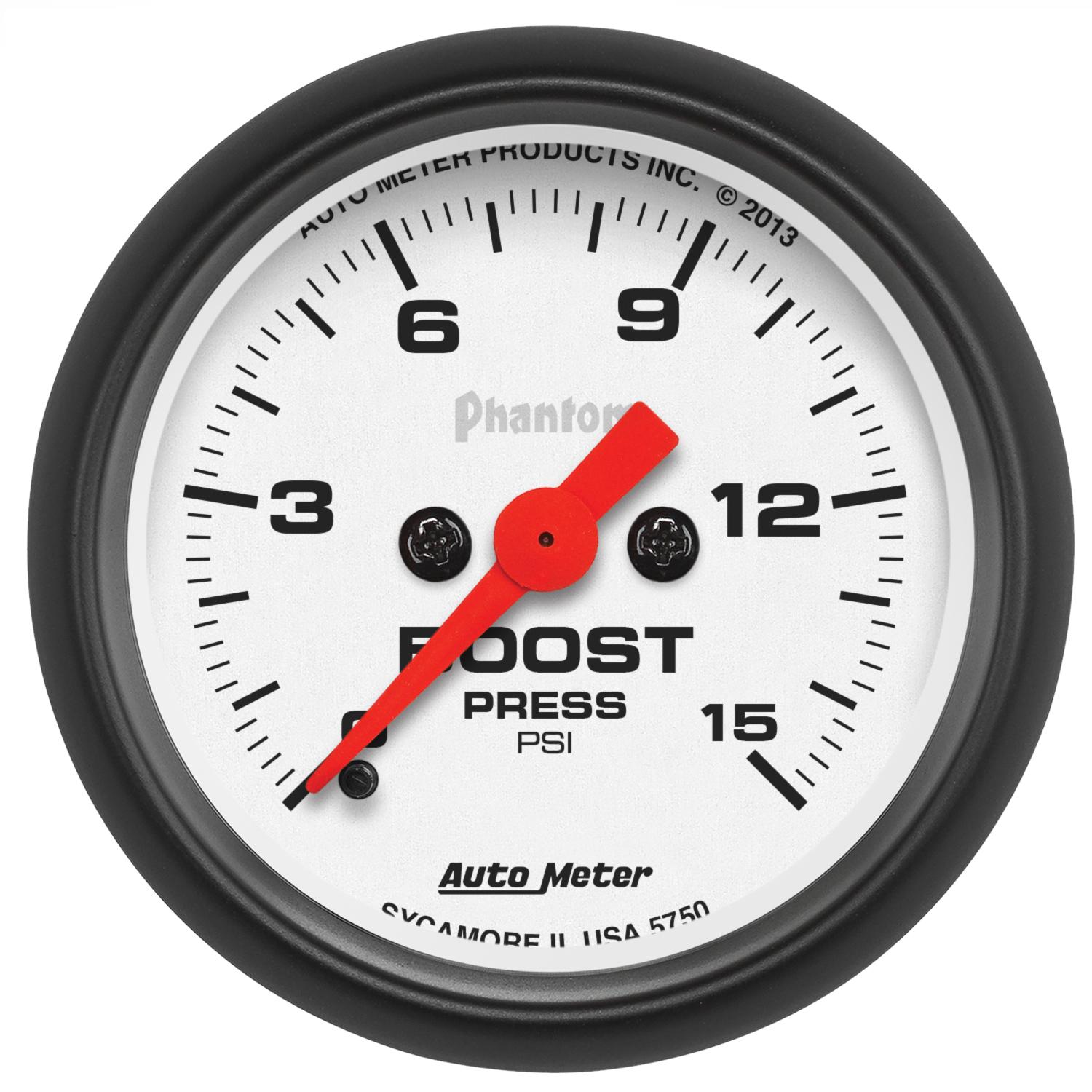 Auto Meter 2-1/16" BOOST, 0-15 PSI, PHANTOM - 5750
