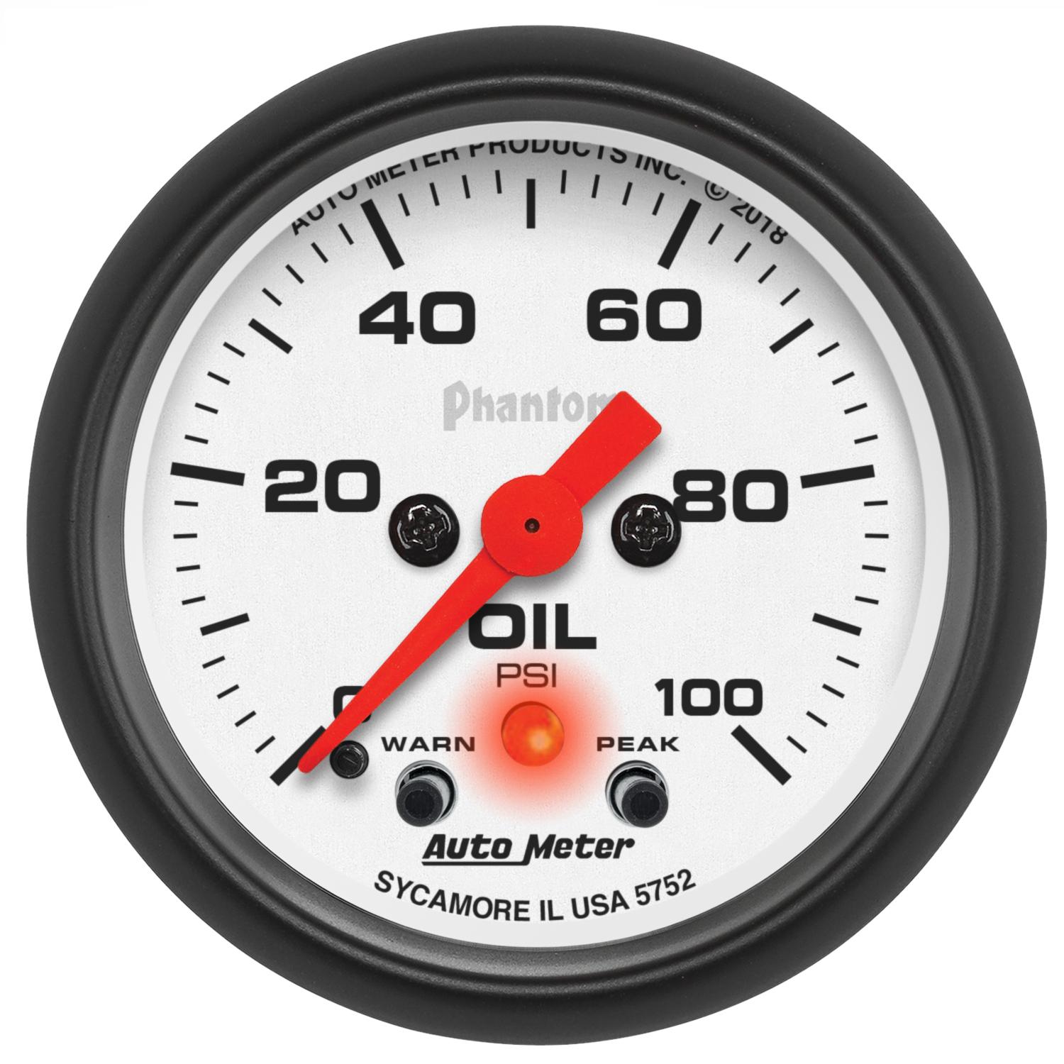Auto Meter 2-1/16" OIL PRESSURE, 0-100 PSI, PHANTOM - 5752