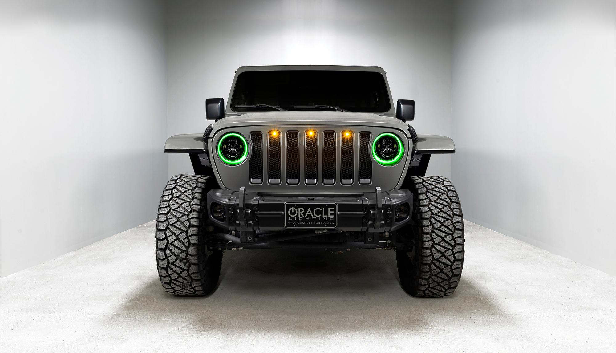 Oracle Lighting 7 In. High Powered Led Headlights, Black Bezel, Dynamic Colorshift (2018-2021 Gladiator, Wrangler) - 5769J-332