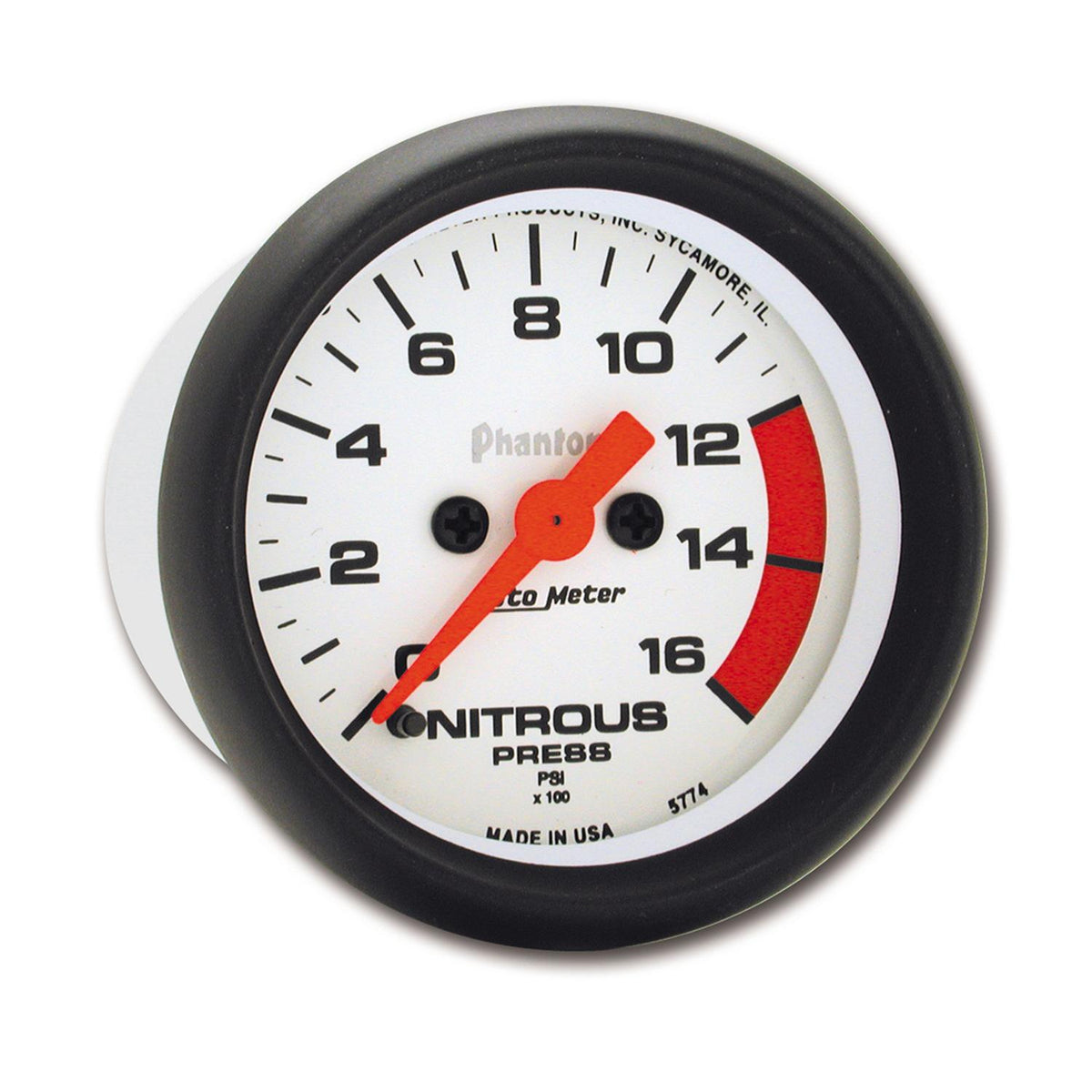 Autometer Phantom Series 2 1/16" 0-1600 PSI Nitrous Press. Gauge