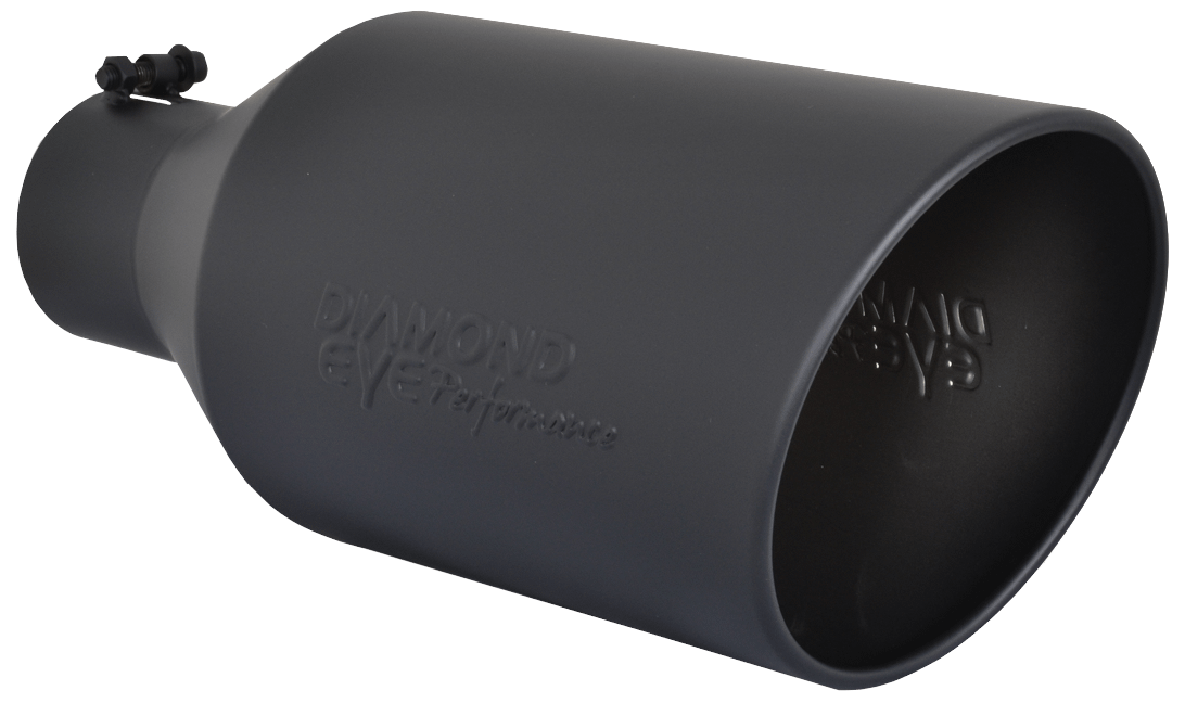 Diamond Eye Performance Exhaust Tip Rolled Angle Cut 5 Inch ID X 8 Inch OD X 18 Inch Long Black Powder Coat Diamond Eye - 5818BRA-DEBK