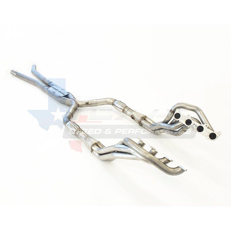 Texas Speed 2015-2023 Mustang GT 5.0L 1-7/8" x 3" Long Tube Headers &amp; 3" Catted X-Pipe - 304 Stainless Steel