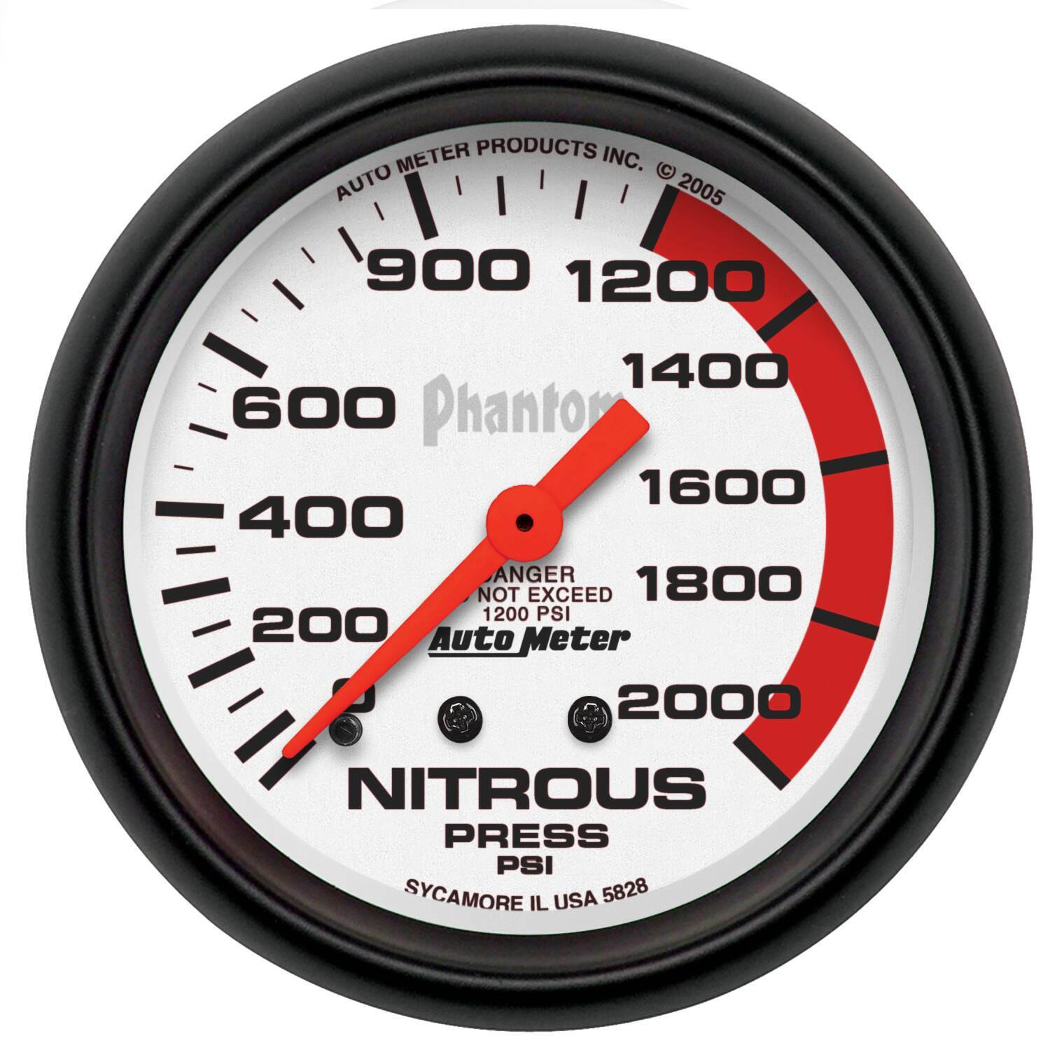 Auto Meter 2-5/8" NITROUS PRESSURE, 0-2000 PSI, PHANTOM - 5828