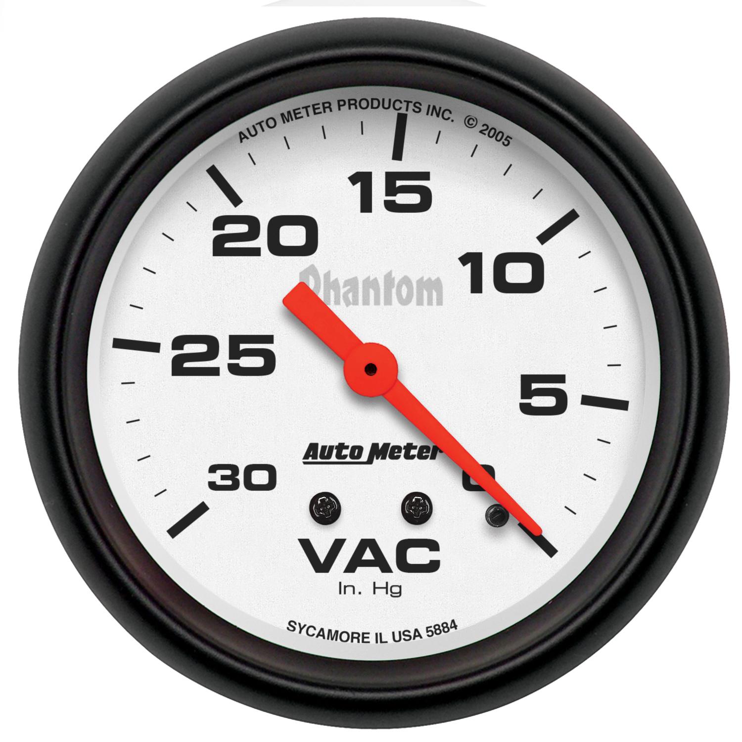 Auto Meter 2-5/8" VACUUM, 0-30 IN HG, PHANTOM - 5884