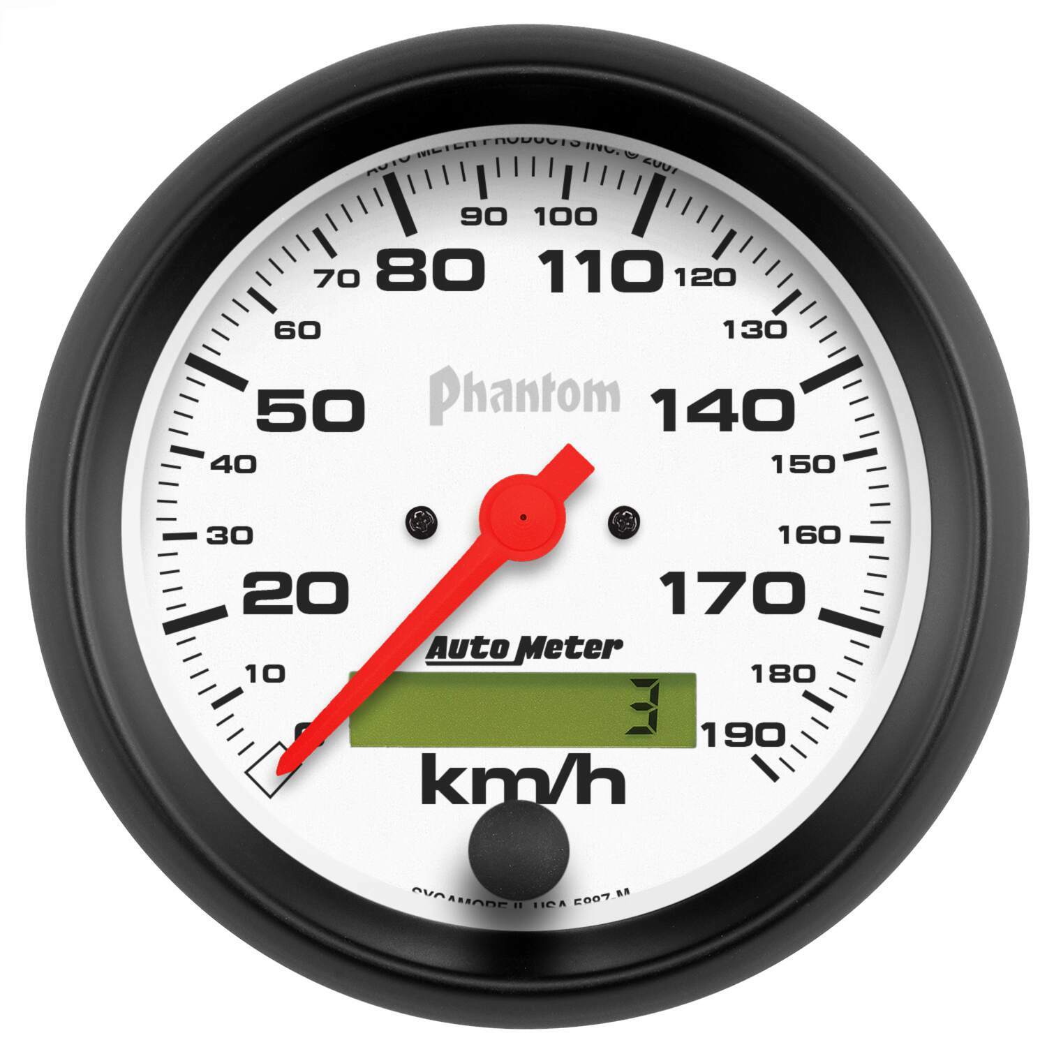 Auto Meter 3-3/8" SPEEDOMETER, 0-190 KPH, PHANTOM - 5887-M