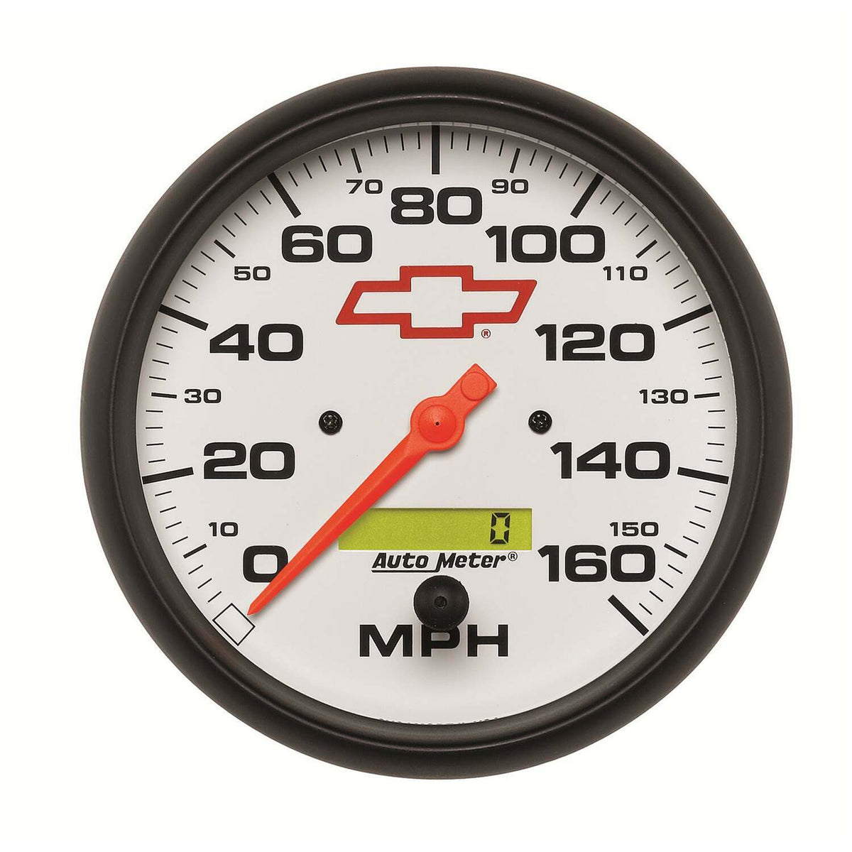 Auto Meter 5" SPEEDOMETER, 0-160 MPH, CHEVY RED BOWTIE, WHITE - 5889-00406