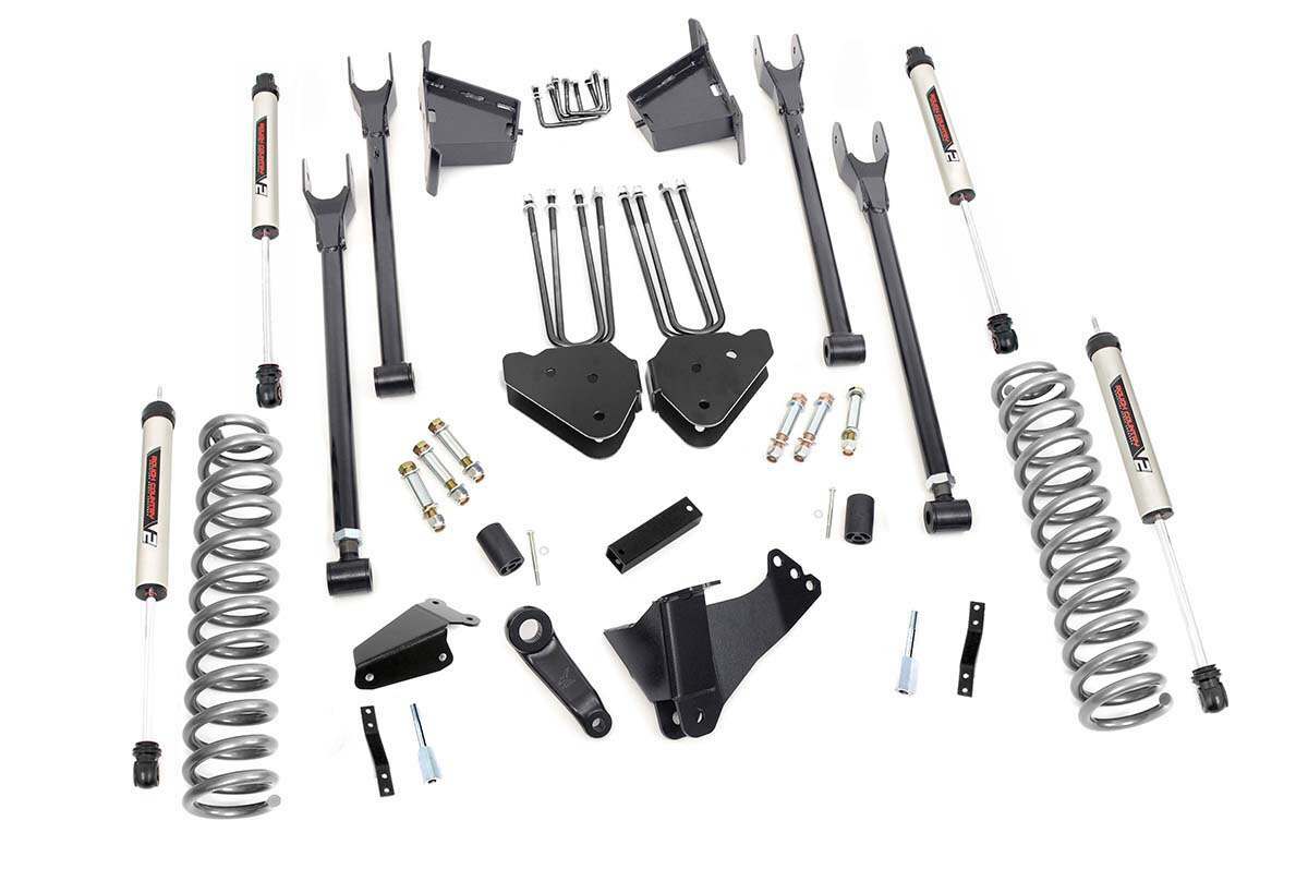 Rough Country 8in Ford 4-Link Suspension Lift Kit w/V2 Shocks (05-07 F-250/350 4WD, Diesel) (2005-2007 F-250, F-250 Super Duty, F-350 Super Duty) - 59170