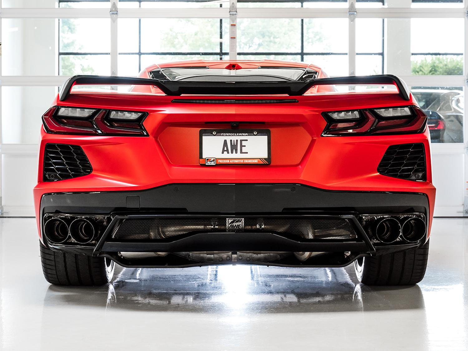 AWE Touring Edition Exhaust - Quad Diamond Black Tips (2020-2024 Corvette C8) - 3015-43159