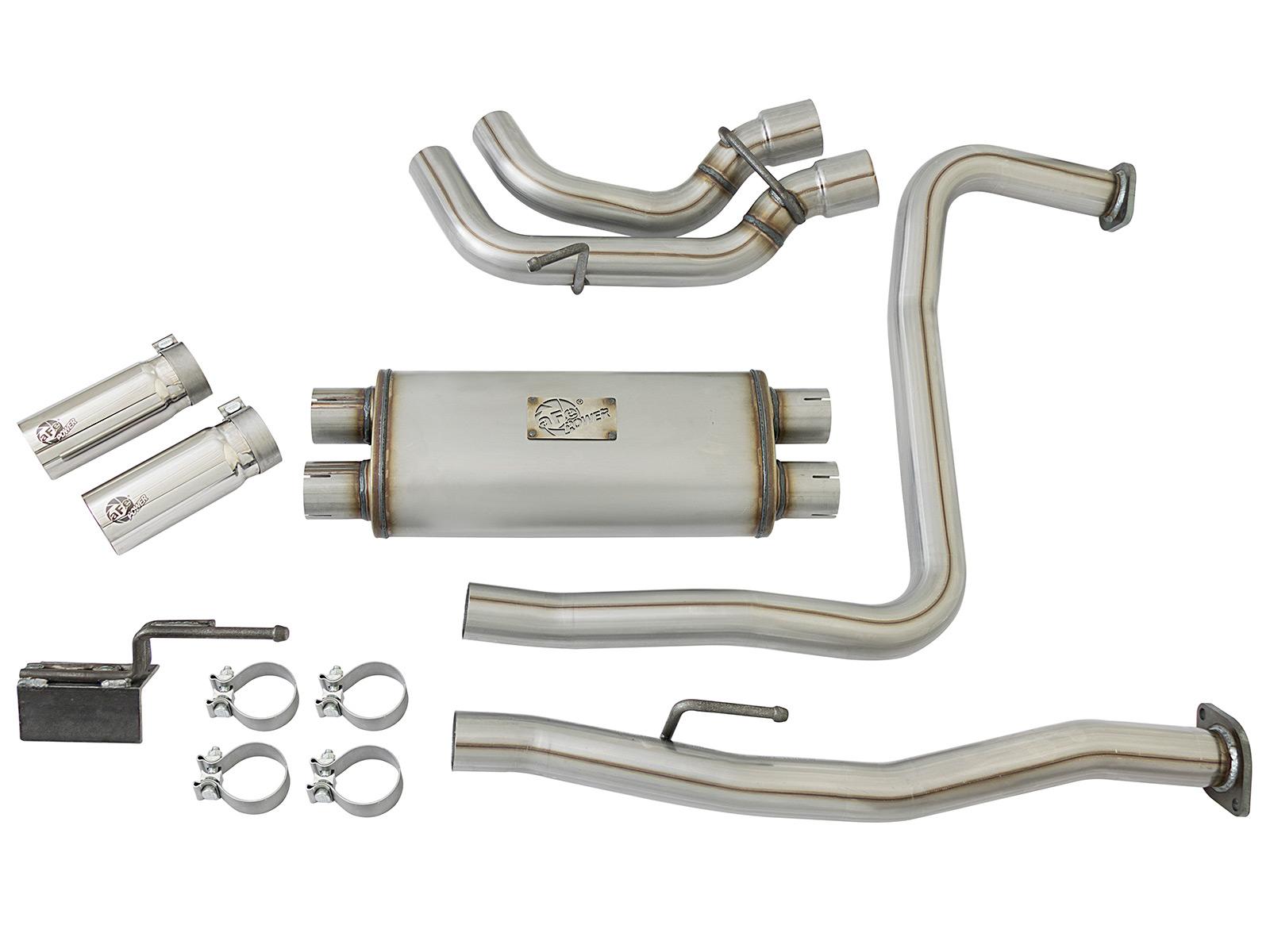 AFE Rebel Series 3 IN 409 Stainless Steel Cat-Back Exhaust System w/Polished Tip (2004-2015 Titan, Titan, Titan, Titan, Titan) - 49-46124-P