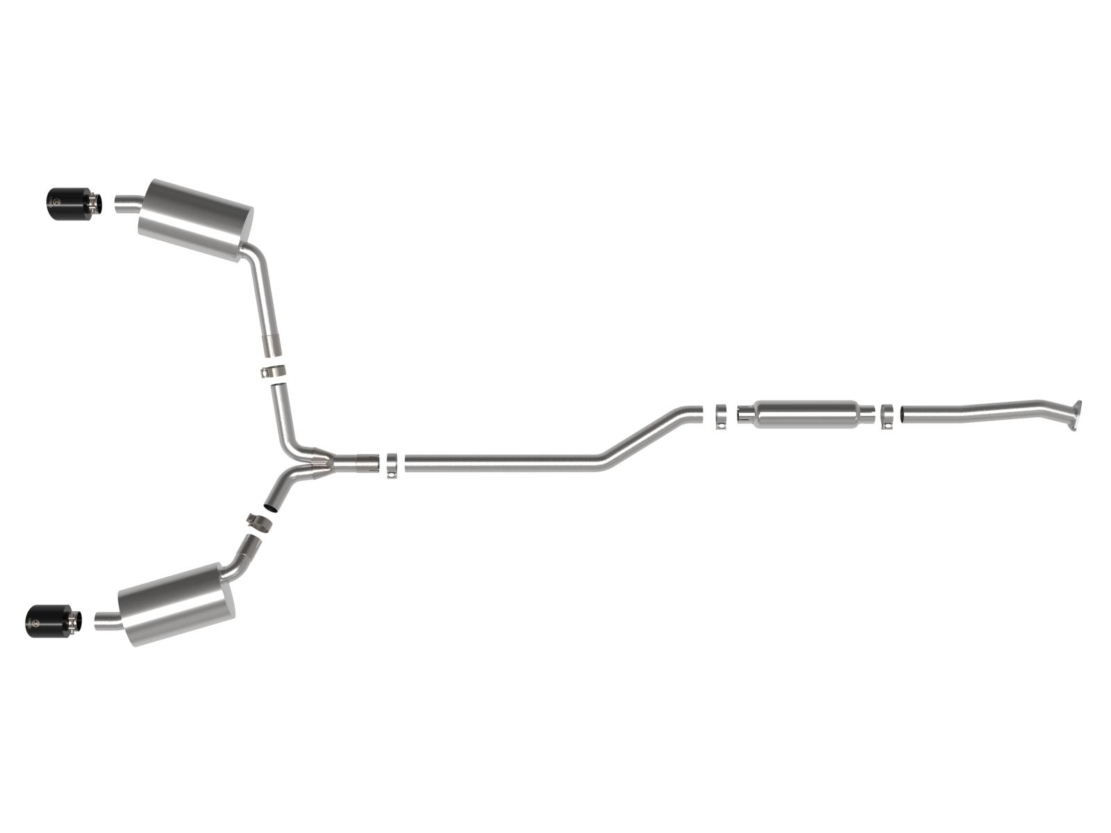AFE Takeda 2-1/2 IN to 2-1/4 IN 304 Stainless Steel Cat-Back Exhaust System Black Acura TSX 09-14 L4-2.4L - 49-36629-B