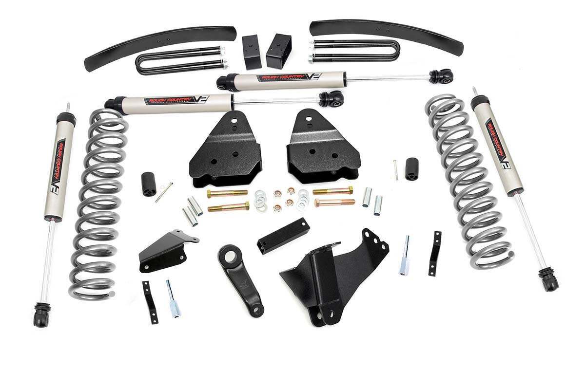 Rough Country 6in Ford Suspension Lift Kit (05-07 F-250 4WD)-Gas-V2 Monotube (2005-2007 F-250, F-250 Super Duty, F-350 Super Duty) - 59670