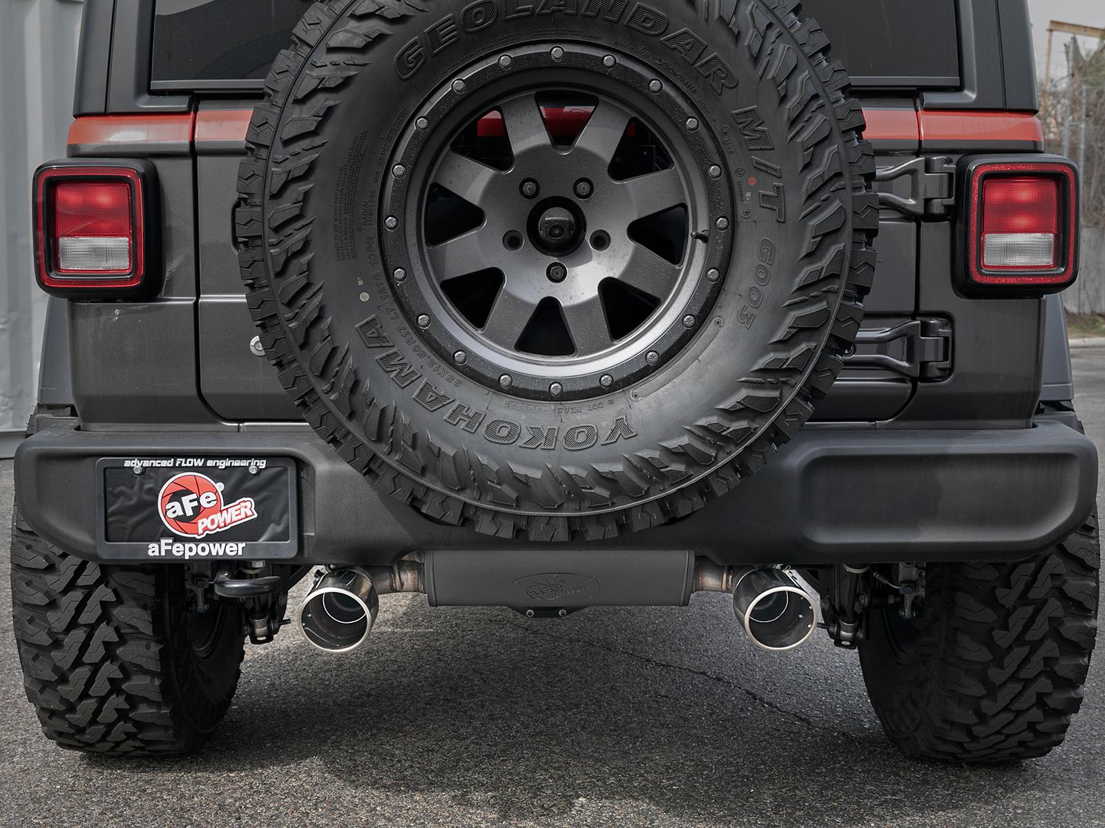 AFE Rebel Series Cat-Back Exhaust w/ Dual Polished Tip (2018-2021 Wrangler, Wrangler) - 49-38066-P