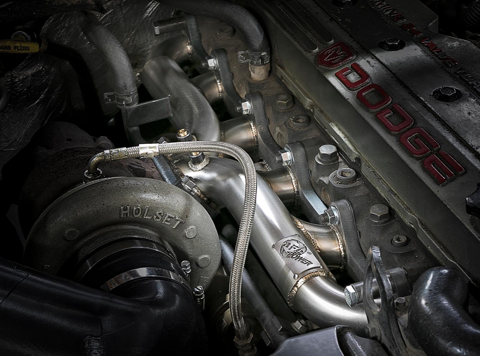 AFE Twisted Steel 304 Stainless Steel Header w/ T3 Turbo Flange (Dodge Diesel Trucks 98.5-02 L6-5.9L (td)) - 48-32020