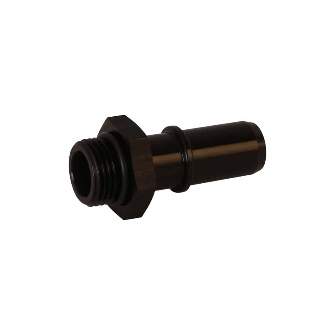 Aeromotive Adapter, Male 5/8 Quick Connect Short to Male AN-08 ORB, Straight.  Direct Port Adapter for any AN-08 ORB port to convert to 5/8" Male Quick Connect. - 15136