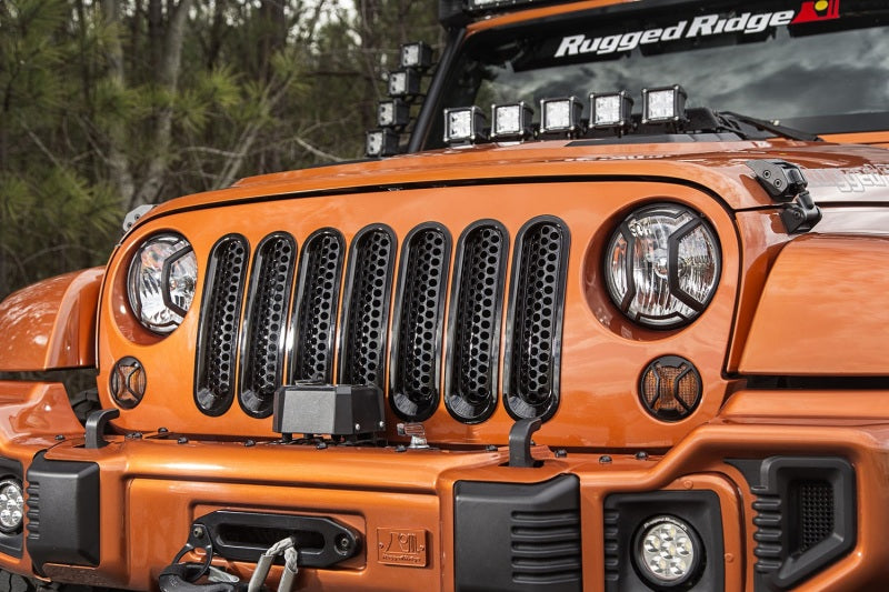 Rugged Ridge Grille Insert Kit Perforated Black; 07-18 Jeep Wrangler - 11306.31