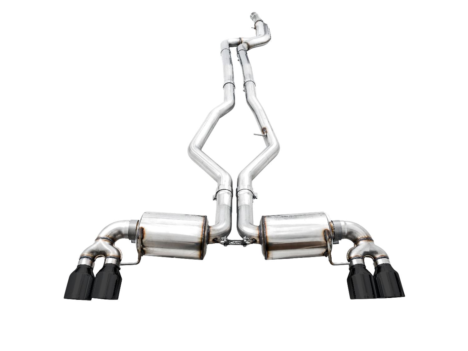 AWE Non-Resonated Touring Edition Exhaust for G20 M340i - Diamond Black Tips (2019+ 3 Series) - 3015-43156