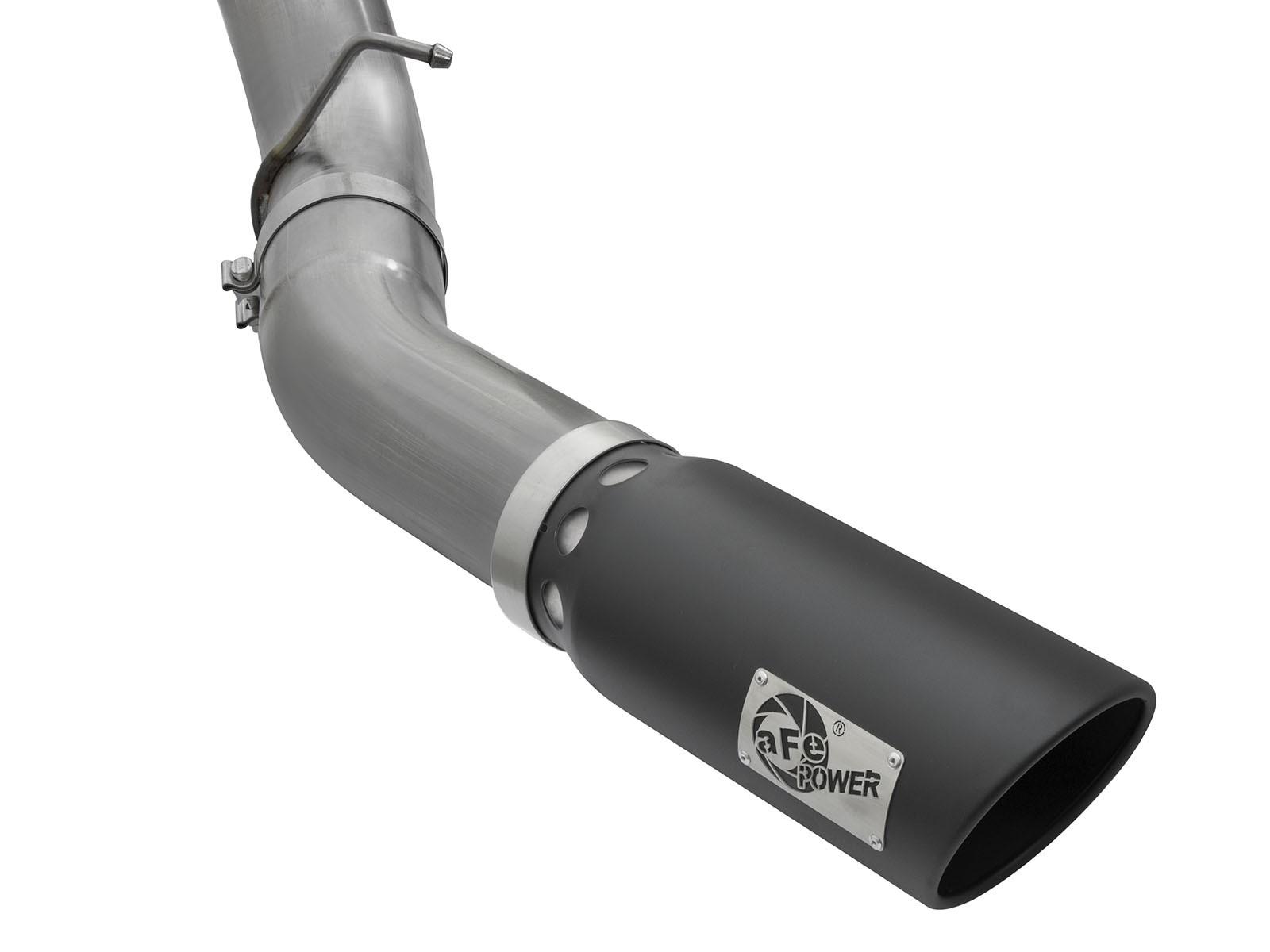 AFE Large Bore-HD 5 IN 409 Stainless Steel DPF-Back Exhaust System w/Black Tip - 49-44081-B