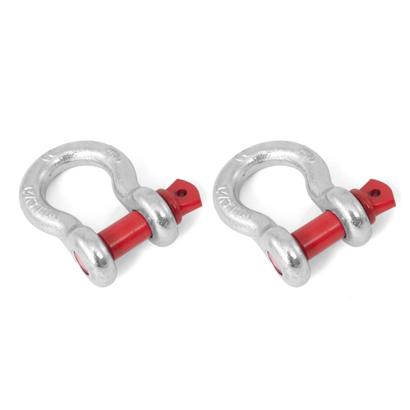 Rugged Ridge D-Ring Shackle Kit 7/8 Inch Silver With Red Pin Steel Pair - 11235.03