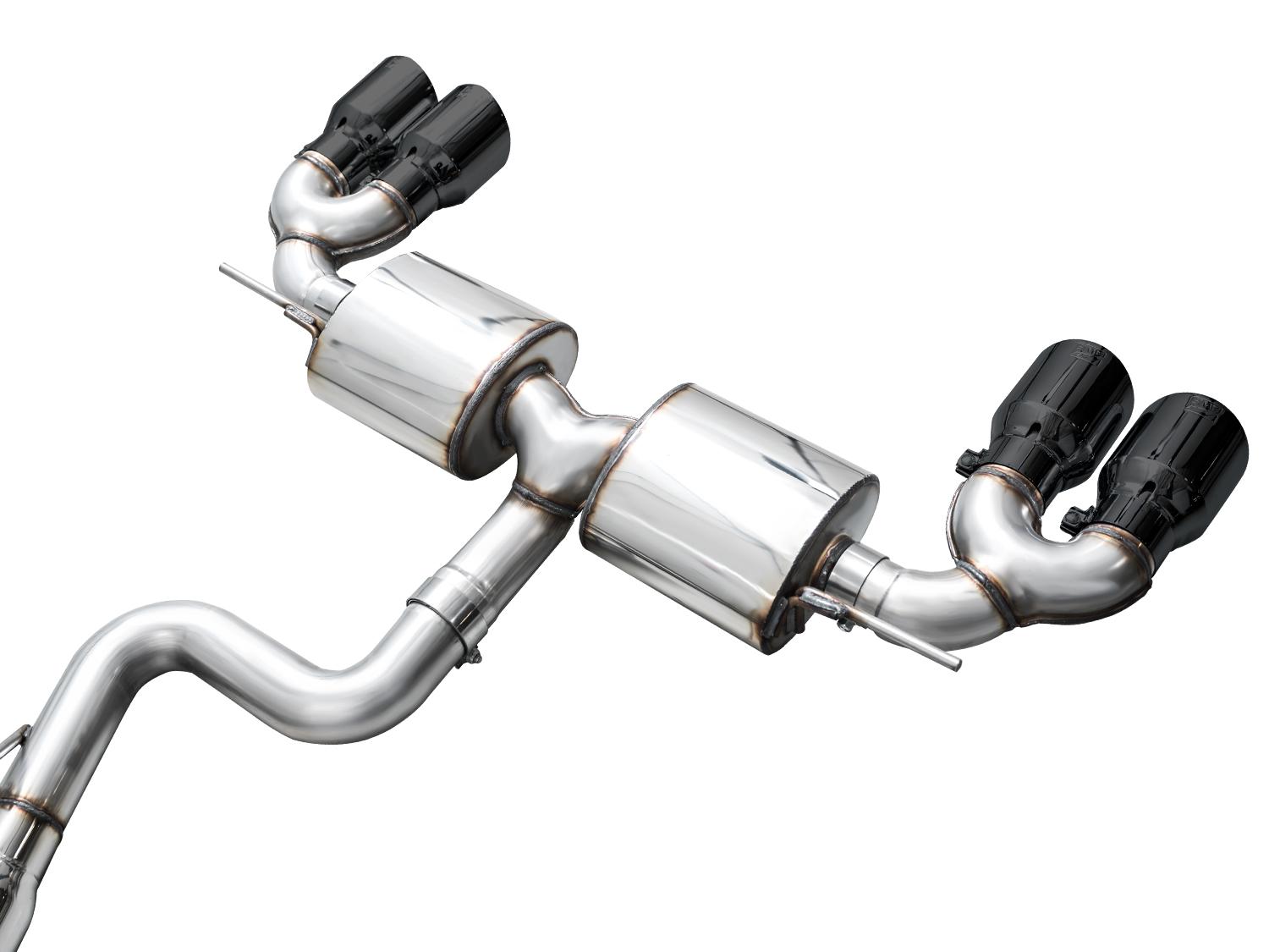 AWE Touring Edition Exhaust for Volkswagen MK8 Golf R - Diamond Black Tips - 3015-43658