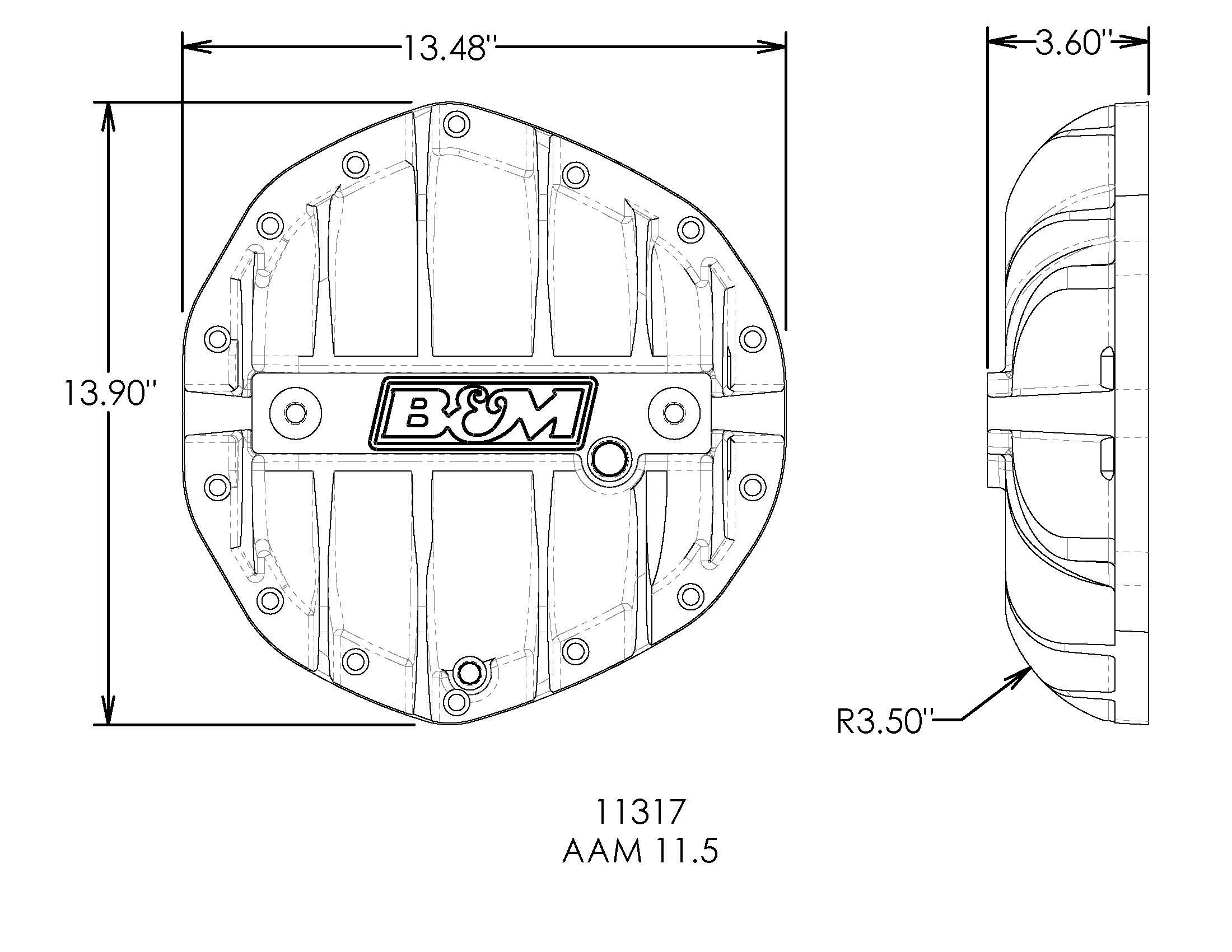 DIFF COVER AAM 11.5-BLACK () - 11317