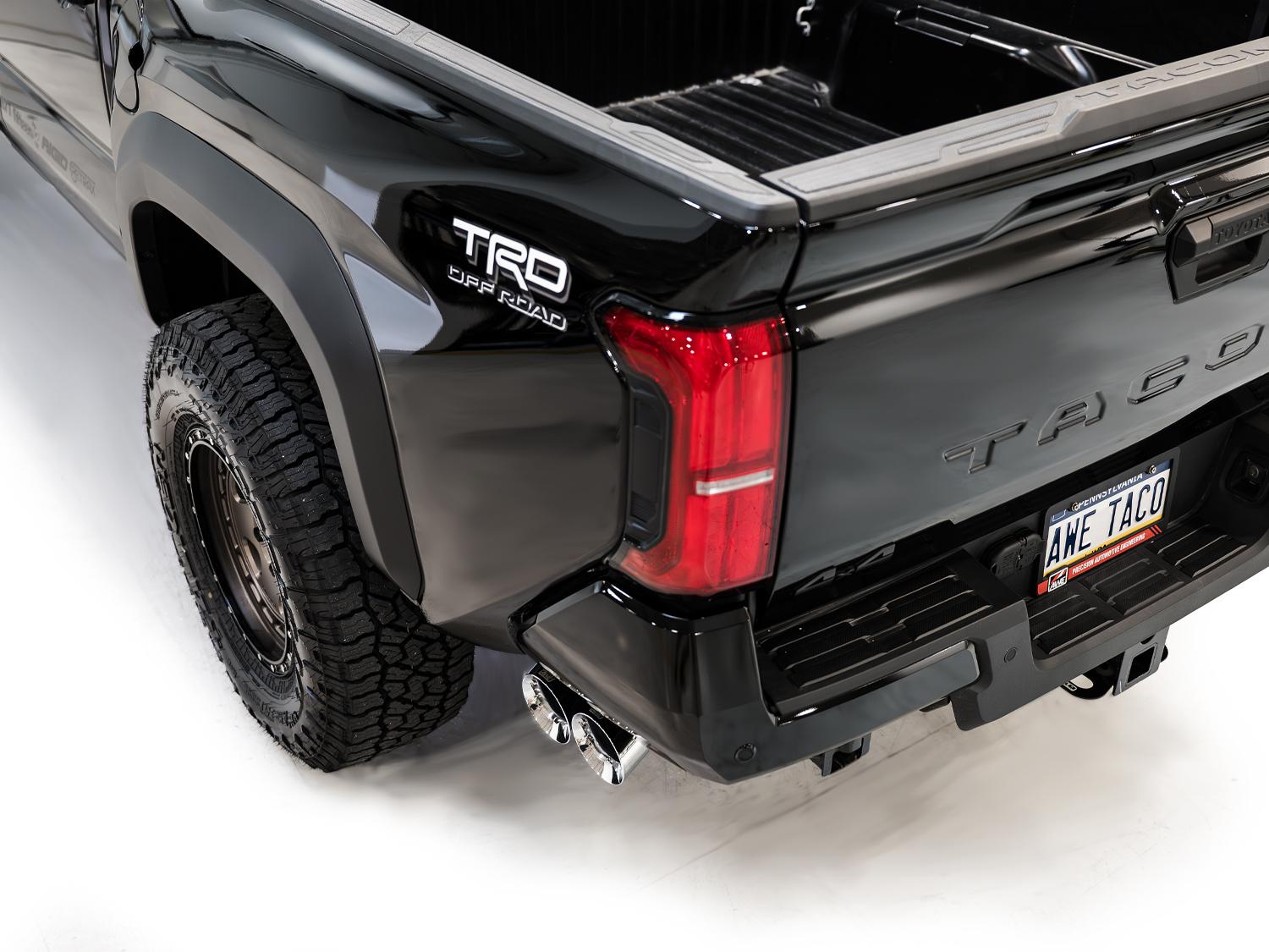 AWE 0FG Exhaust - Dual Chrome Silver Tips (2024+ Toyota Tacoma 2.4T) - 3015-32254