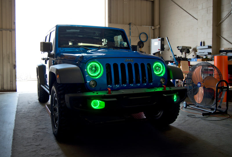 Oracle 07-17 Jeep Wrangler Surface Mount LED Headlight Halo Kit - Green