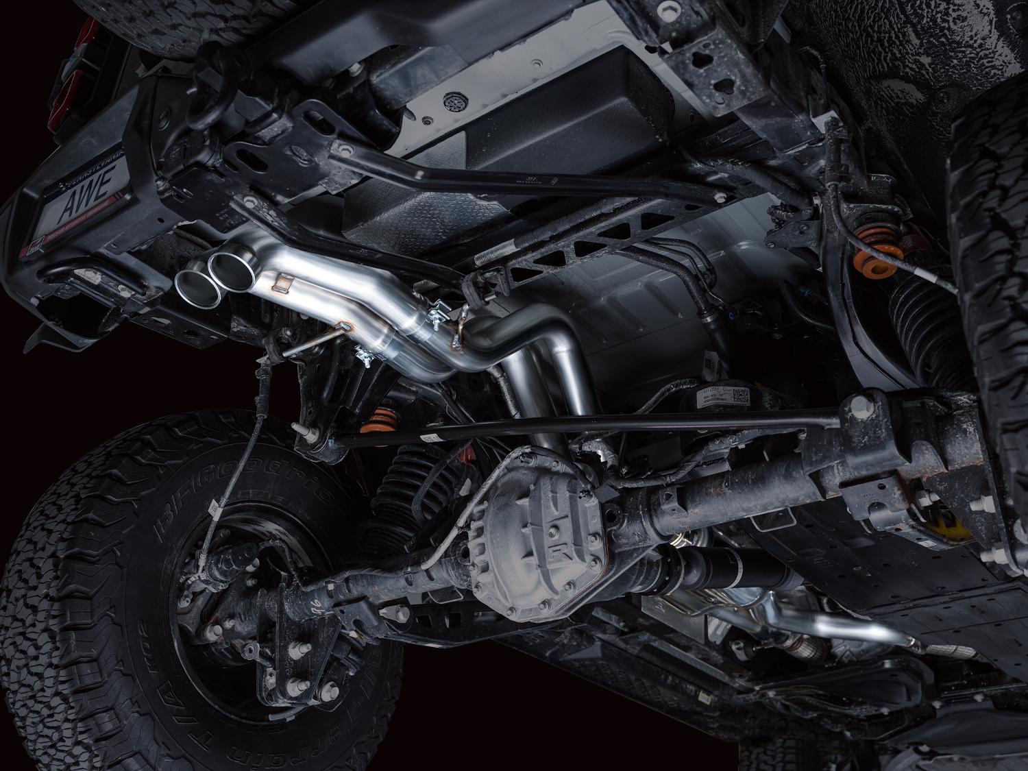 AWE 3" SwitchPath Catback Exhaust System - Dual BashGuards (2022-2025 Ford Bronco Raptor 3.0L) - 3025-31327