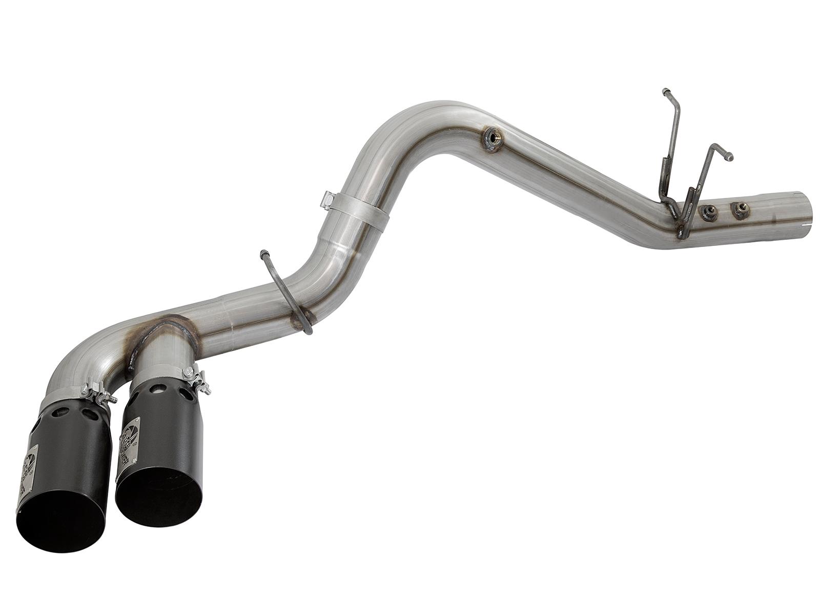 AFE Rebel XD 4 IN 409 Stainless Steel DPF-Back Exhaust w/Dual Black Tips (2017-2019 Silverado 2500 HD, Silverado 3500 HD, Sierra 2500 HD, Sierra 3500 HD) - 49-44089-B