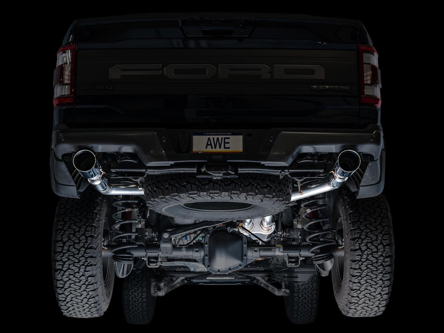 AWE SwitchPath Exhaust - Chrome Silver Tips (2021-2023 F-150 Raptor 3.5L) - 3025-32356