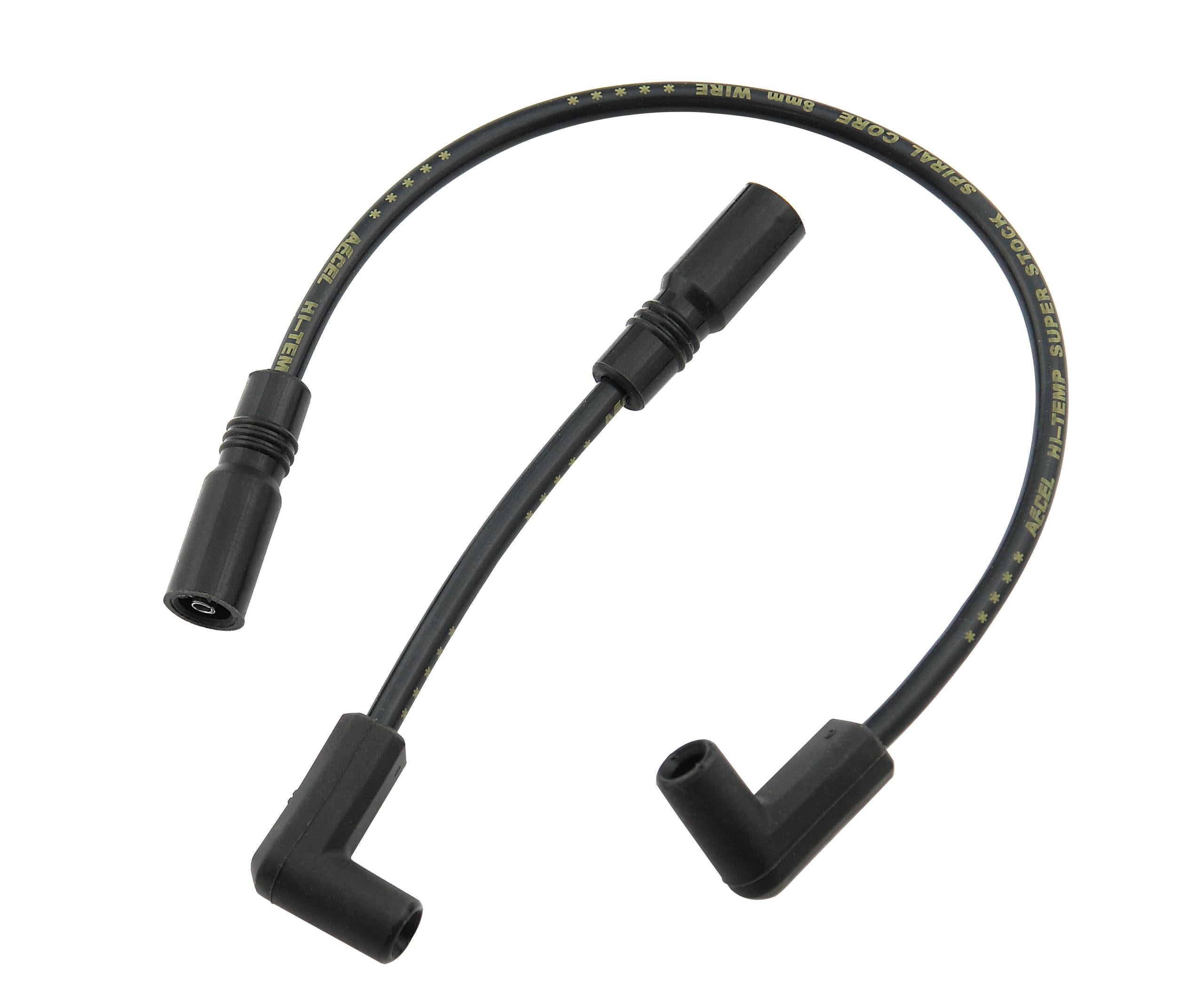 ACCEL Custom Fit Super Stock Spark Plug Wire Set; Motorcycle Custom Wire Set; 8 mm; Fits Harley 99-08 Buell [All Models]/99-15 Dyna FXD [Carb Or Fuel Injected]; Twin Cam; Black; - 171097-K