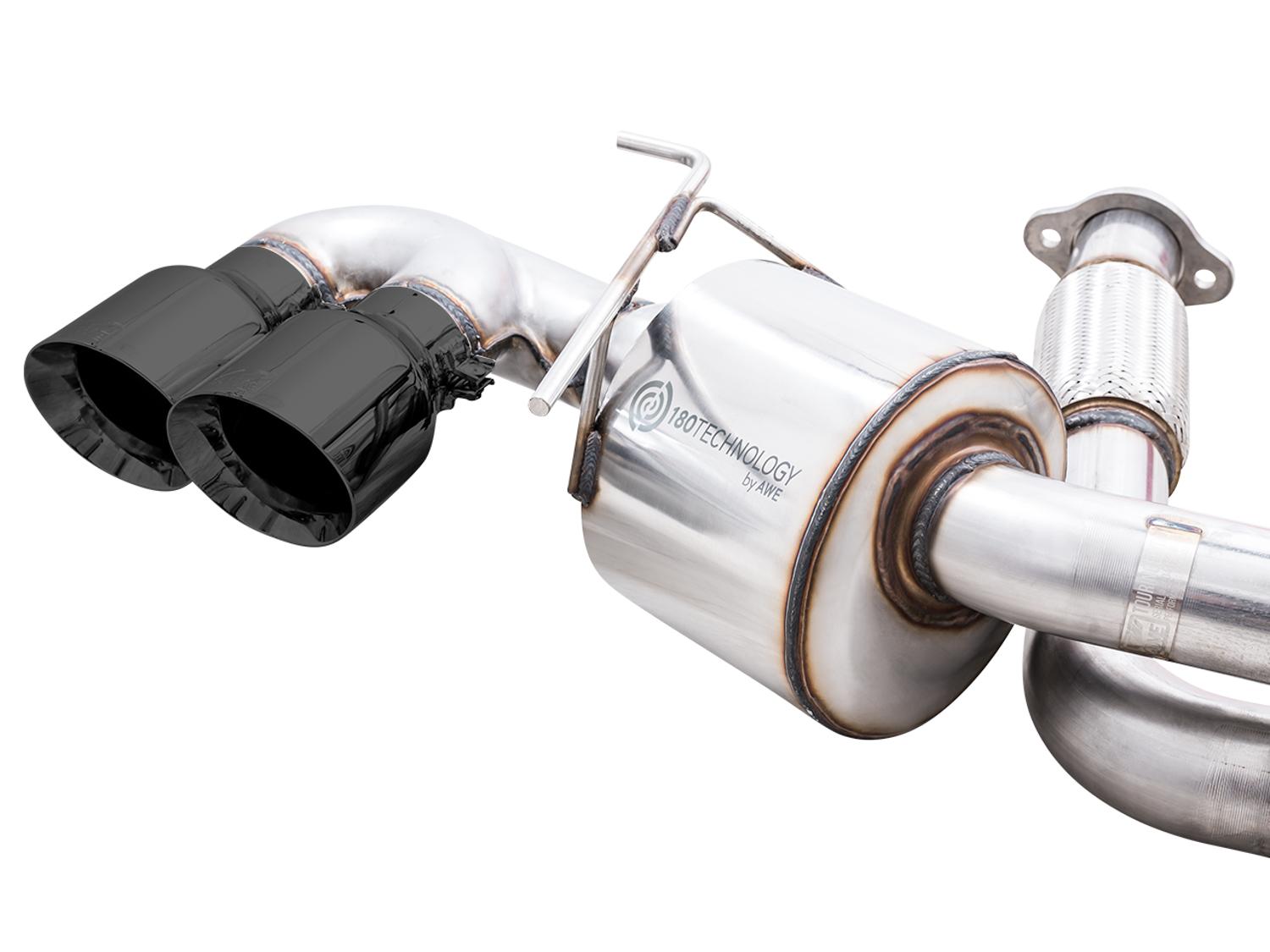 AWE Touring Edition Exhaust - Quad Diamond Black Tips (2020-2024 Corvette C8) - 3015-43159