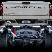 AWE 0FG Catback Split Rear Exit Exhaust for 4th Gen Silverado/Sierra 1500 5.3L (With Bumper Cutouts) - Quad Chrome Silver Tips - 3015-42201