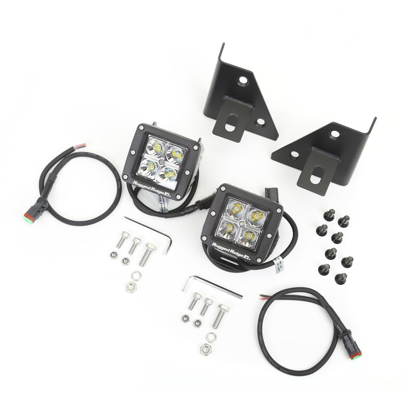 Rugged Ridge Light Kit Windshield Mounted Square Black; 76-95 Jeep Cj/Yj - 11027.12