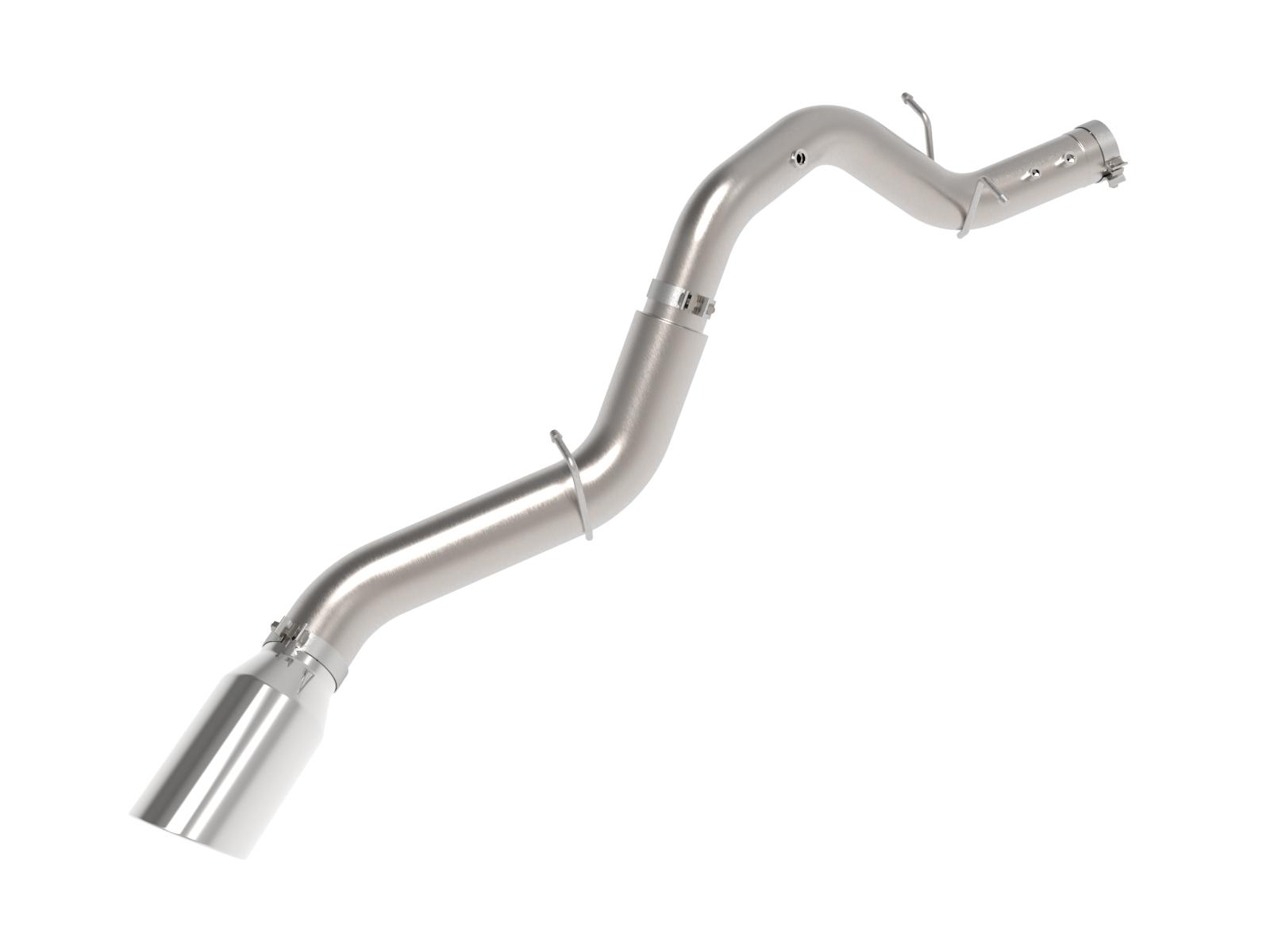 aFe Large Bore-HD 5 IN 409 Stainless Steel DPF-Back Exhaust System w/ Polished Tip (GM Diesel Trucks 24-25 V8-6.6L (td) L5P)- 49-44147-P