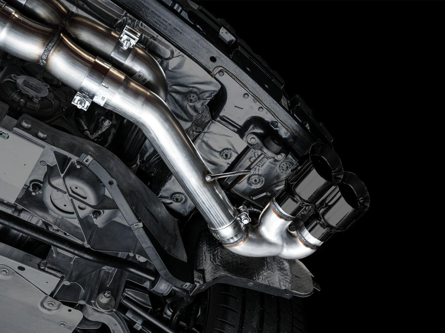 AWE Track Edition Exhaust - Quad Diamond Black Tips (2020-2024 Corvette C8) - 3020-43086