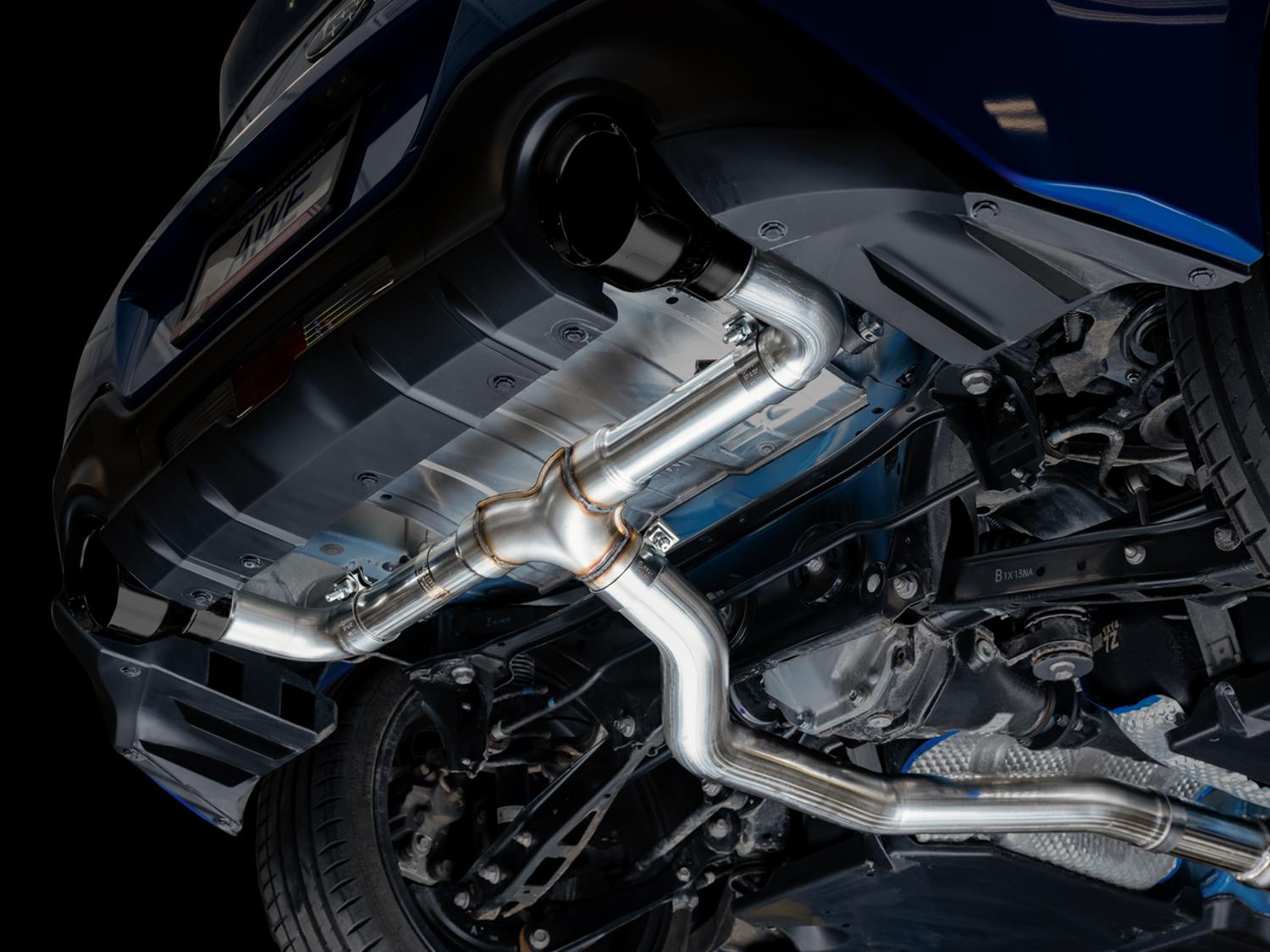 AWE Track Edition Exhaust - Diamond Black Tips (2016-2023 Subaru BRZ / Toyota GR86 / Toyota 86) - 3020-33279