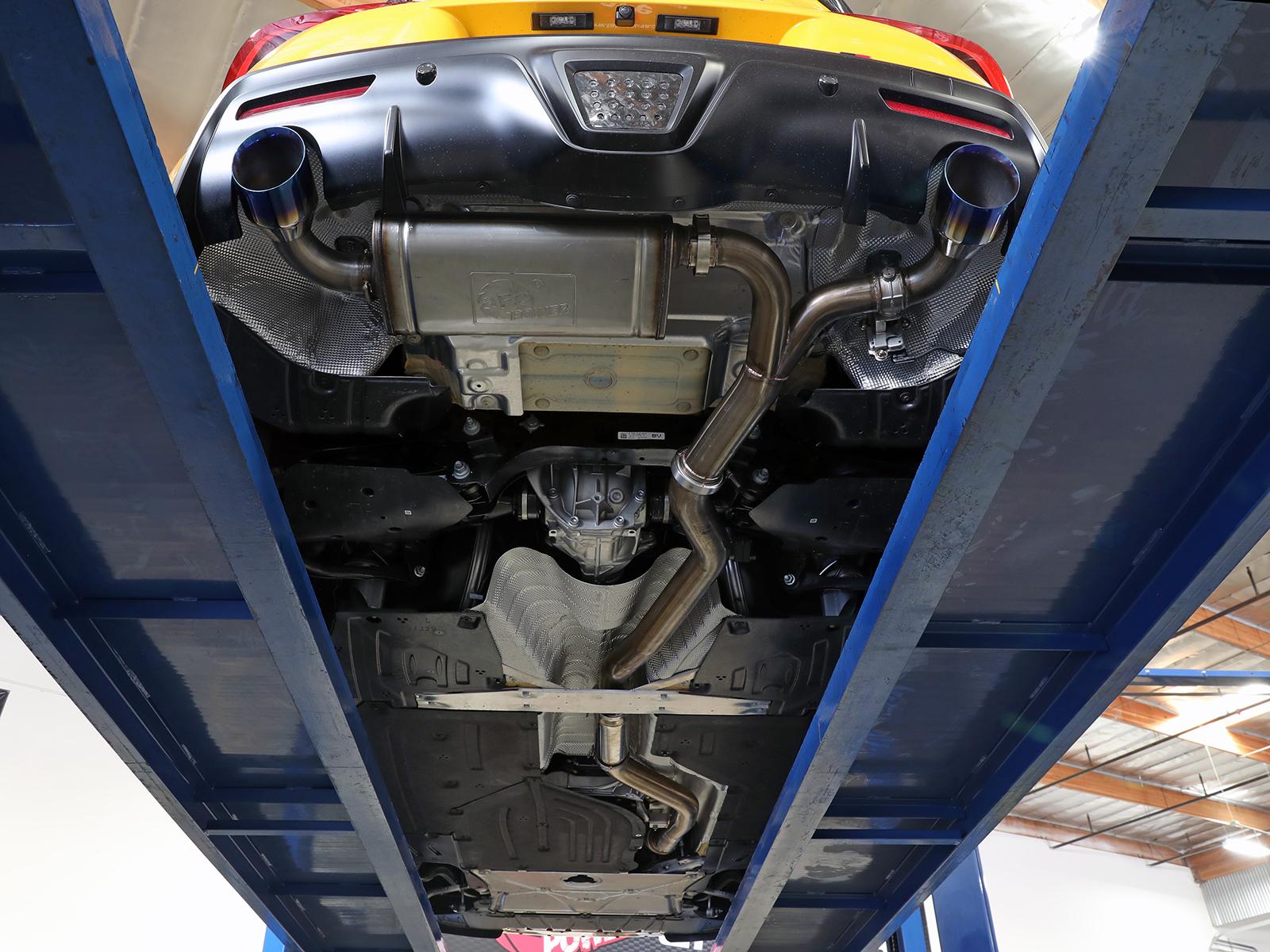 AFE Takeda Cat-Back Exhaust System w/ Dual Rear Exit Blue Flame Tip (2021-2021 GR Supra) - 49-36050-L