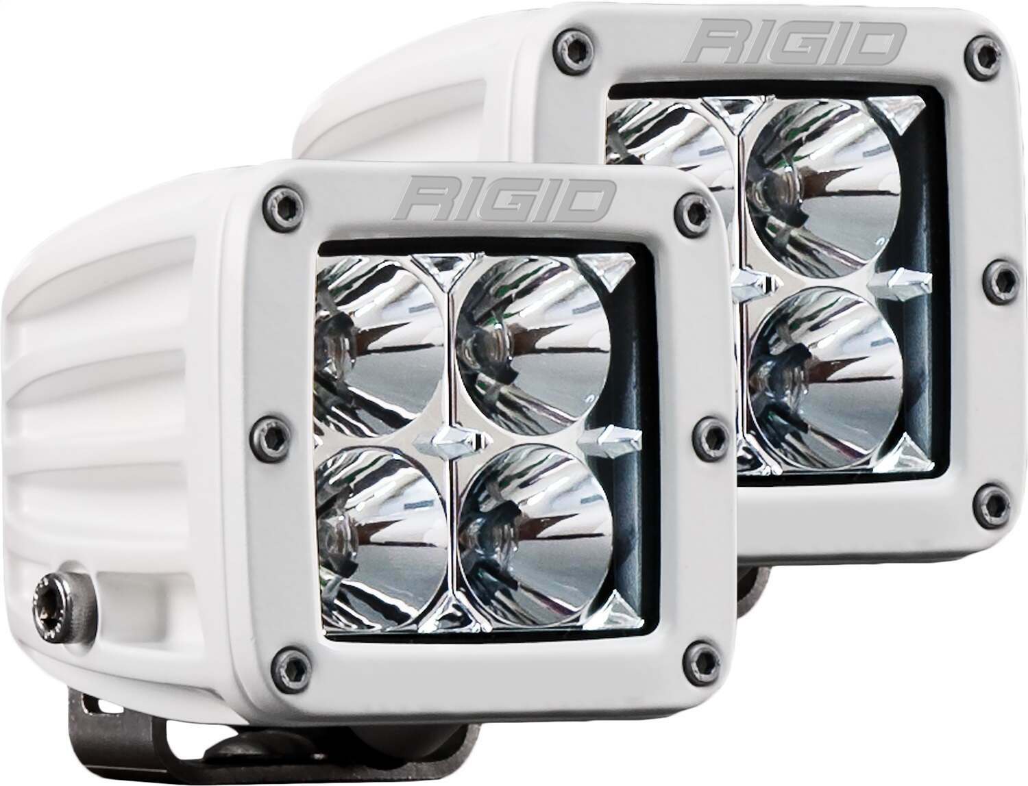 RIGID Industries Rigid D-Series Pro Led Light, Flood Optic, Surface Mount, White Housing, Pair - 602113