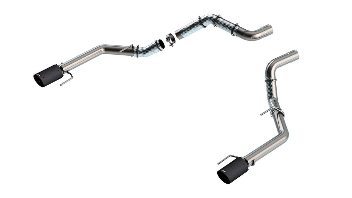 Borla T304SS Tail Pipe Kit - Single Split Rear Exit - Carbon Fiber Tips (2021-2023 F-150 Raptor 3.5L / 2023-2025 F-150 Raptor R 5.2L) - 60727CFBA