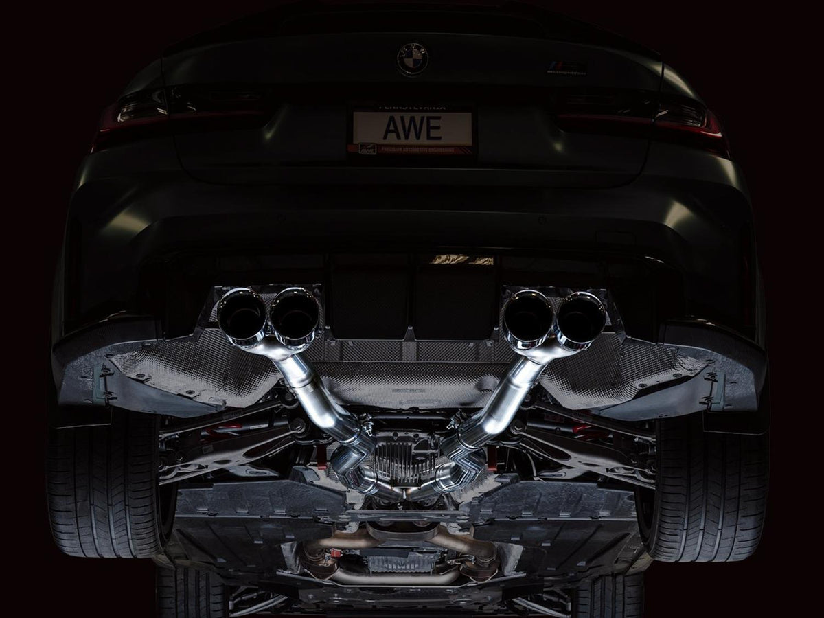 AWE Track Edition Catback Exhaust - Chrome Silver Tips (2021+ BMW G8X M3 / M4) - 3020-43482