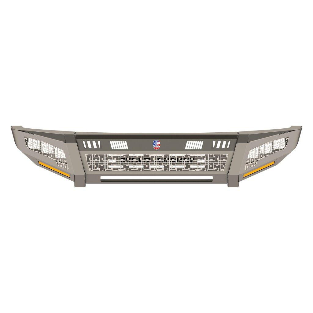 Road Armor iDentity Front Bumper Full Kit Center Section Smooth|WIDE End Pods|Light Pod X3 Cube|Accent Lights|iD - Raw Steel (2017-2021 F-250, F-350, F-450, F-550) - 6174DF-A1-P3-MD-BH