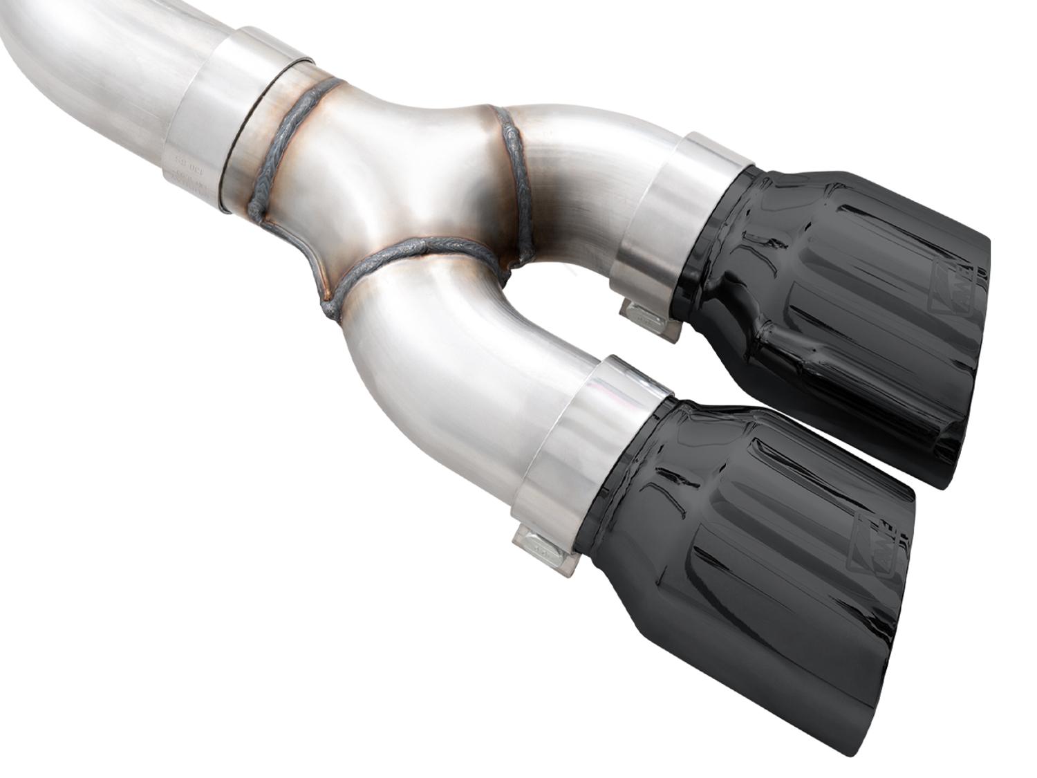 AWE 0FG 3" Dual Side Exit Catback Exhaust - 4.5" Diamond Silver Tips 2021-2025 F-150 2.7L / 3.5L / 5.0L) - 3015-23059