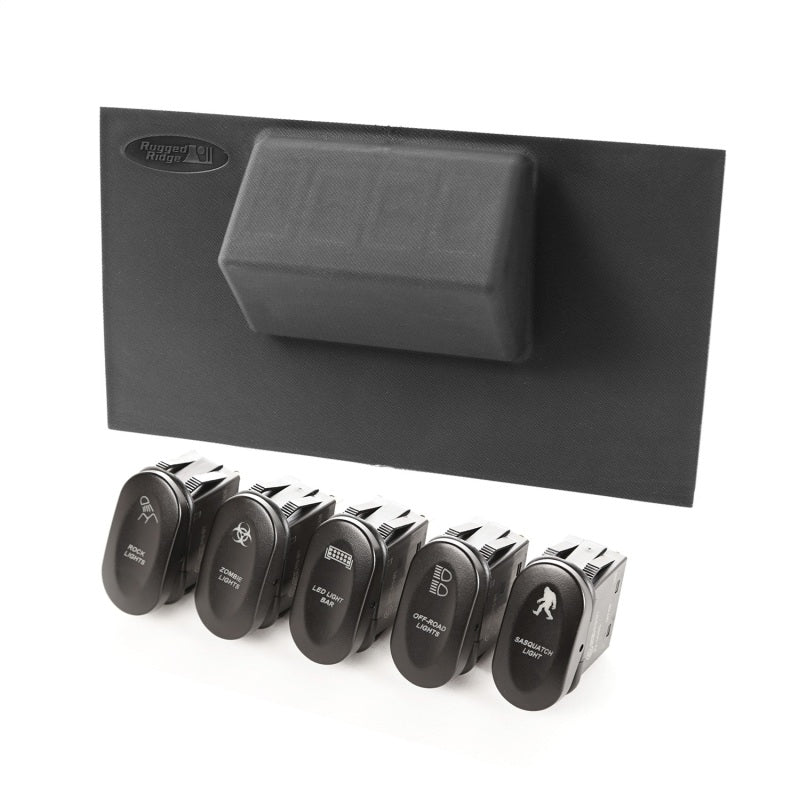 Rugged Ridge Switch Panel Kit Lower 4 Etched Switches; 07-10 Jeep Wrangler Jk - 17235.72