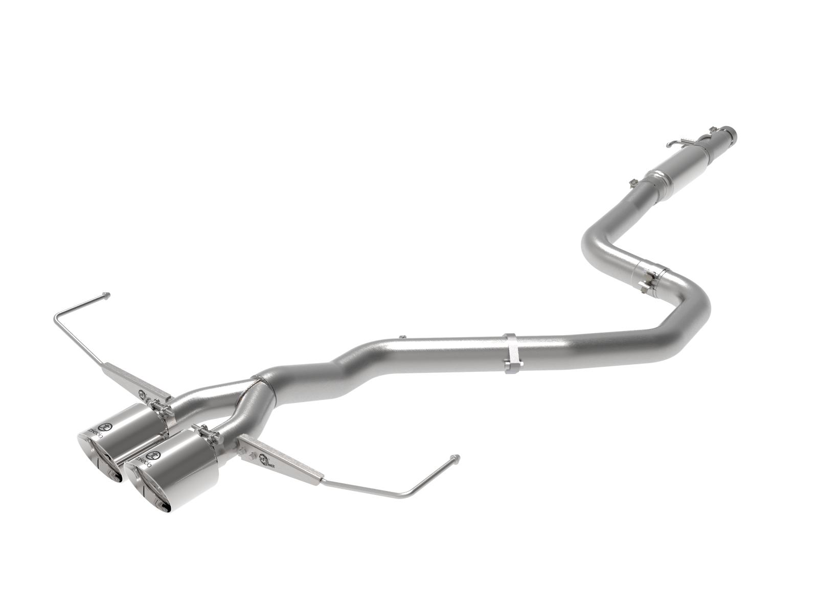 AFE Takeda 3 IN to 2-1/2 IN 304 Stainless Steel Cat-Back Exhaust w/ Polished Tip (Hyundai Veloster 19-20 L4-1.6L (t)) - 49-37011-P