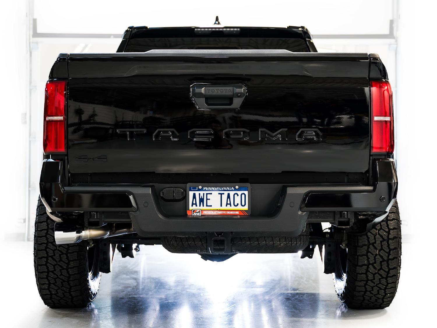 AWE 0FG Exhaust - Dual Chrome Silver Tips (2024+ Toyota Tacoma 2.4T) - 3015-32254